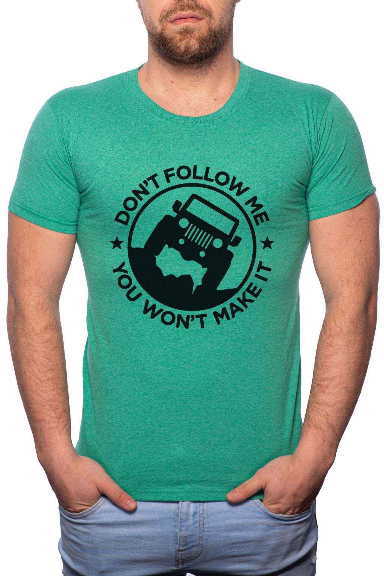 Tricou barbati, Don't Follow Me, 100% Bumbac, G215, Verde