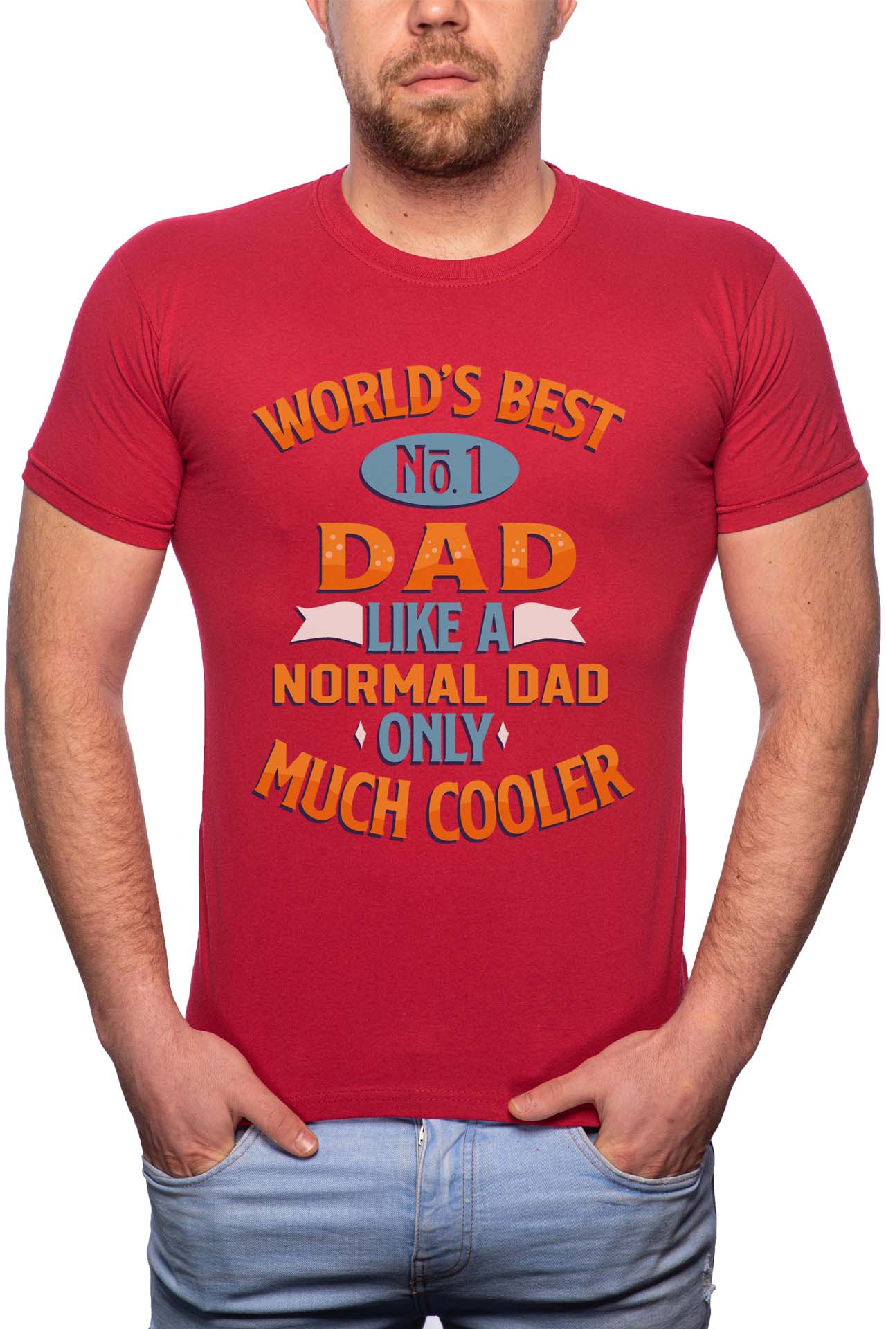 Tricou barbati, Best Dad, 100% Bumbac, B285, Rosu Bordeaux