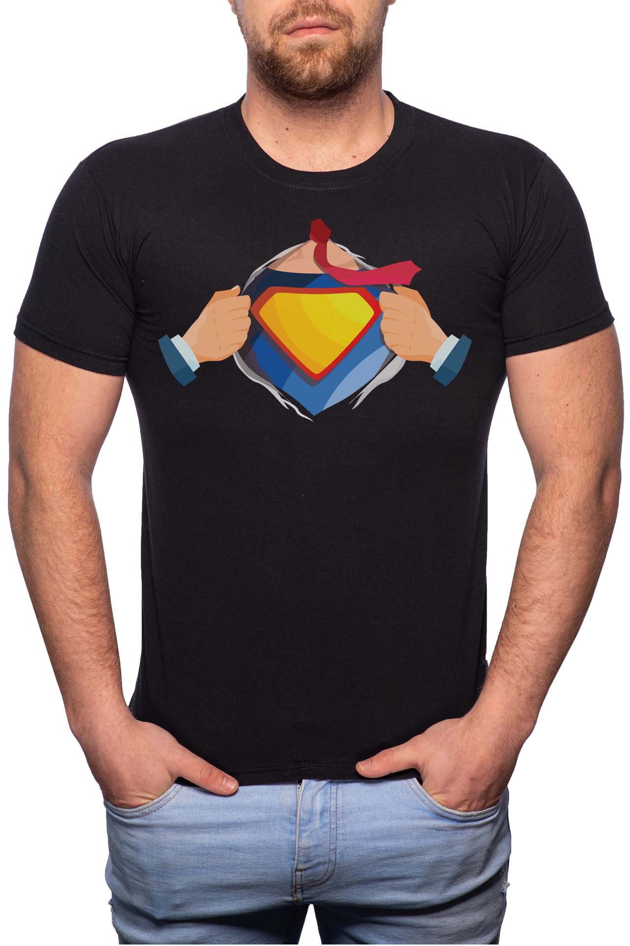 Tricou barbati, Superman, 100% Bumbac, GM225, Negru
