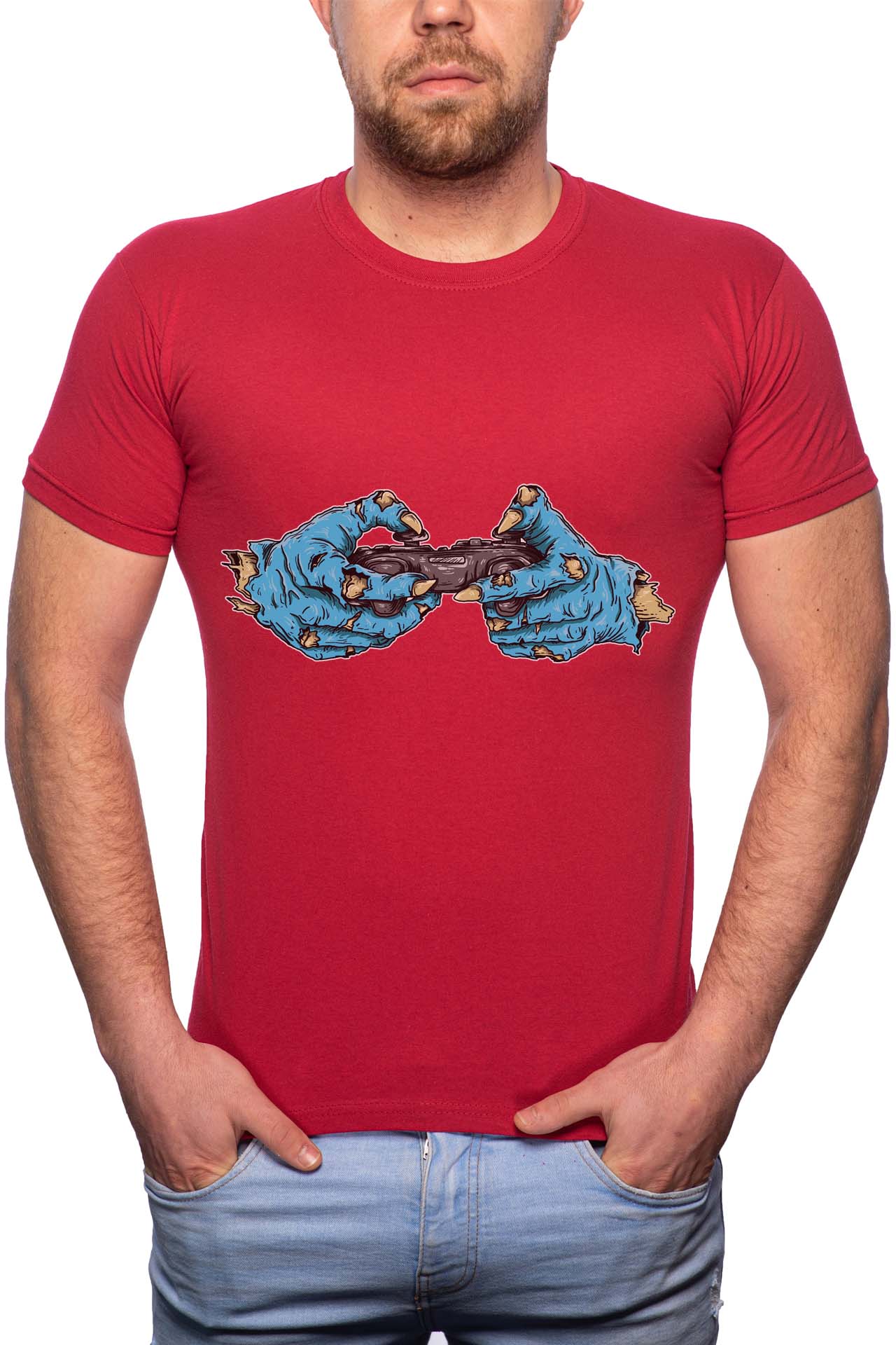 Tricou barbati, Gamer Zombie, 100% Bumbac, GR239, Rosu Bordeaux