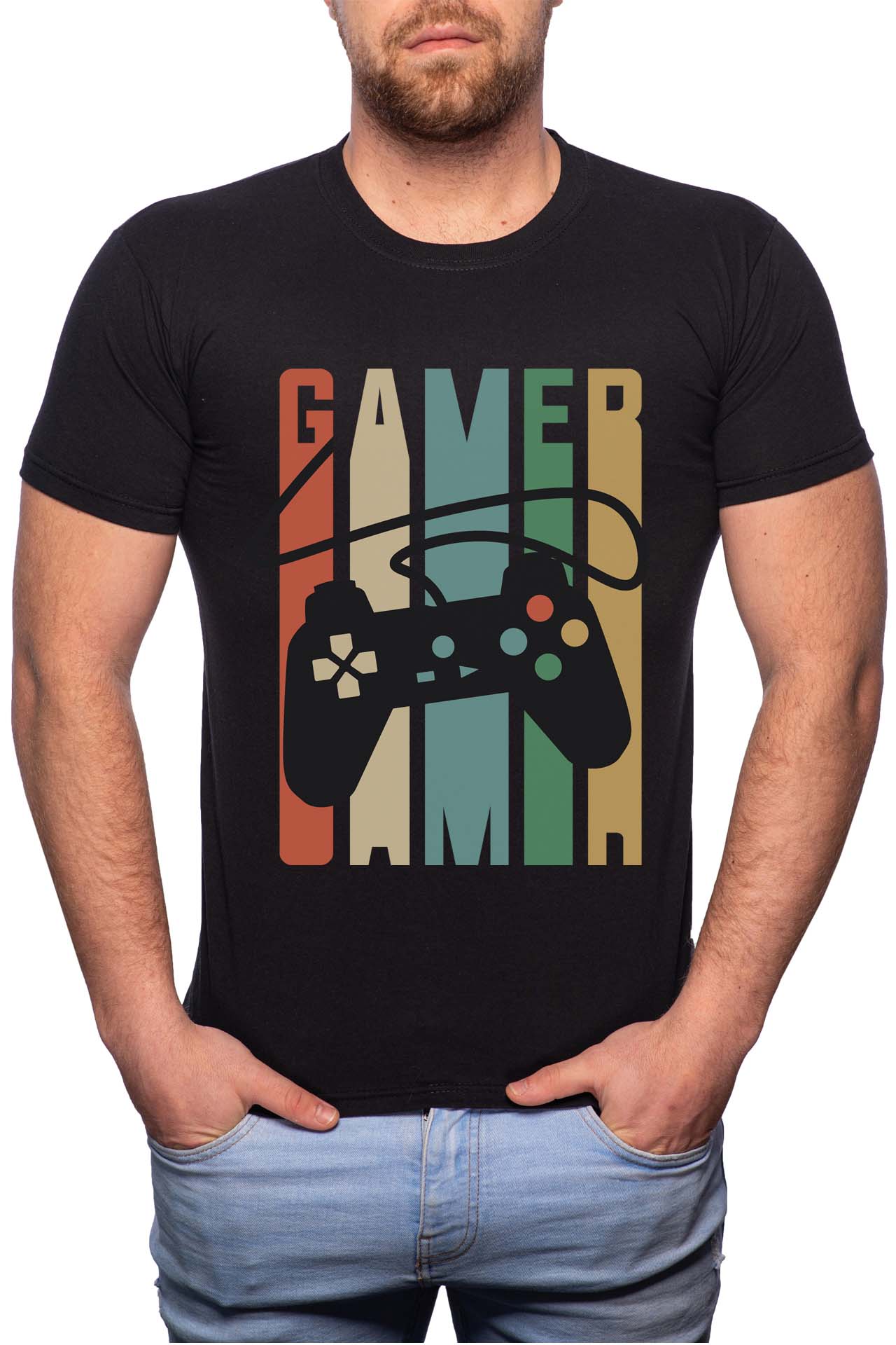 Tricou barbati, Gamer, 100% Bumbac, GM243, Negru