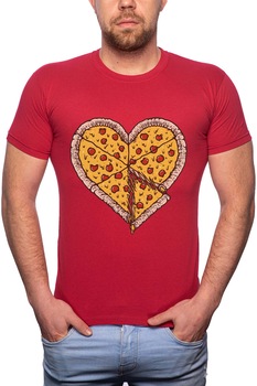 Tricou barbati, Pizza Love, 100% Bumbac, B245, Rosu Bordeaux Tricou barbati, Pizza Love, 100% Bumbac, B245, Rosu Bordeaux