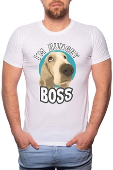 Tricou barbati, I'm Hungry Boss, 100% Bumbac, G247, Alb Tricou barbati, I'm Hungry Boss, 100% Bumbac, G247, Alb