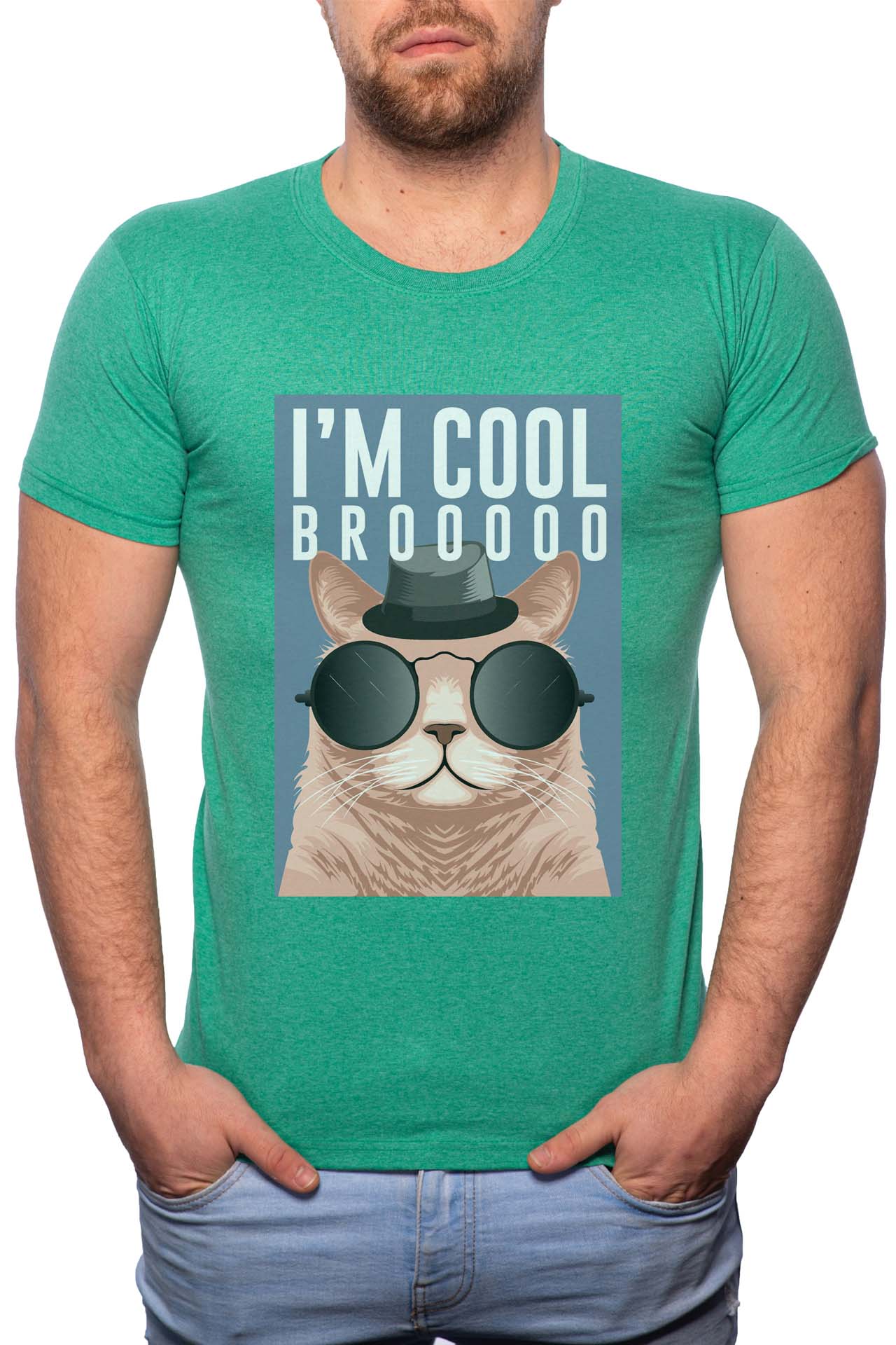 Tricou barbati, I'm Cool, 100% Bumbac, GR246, Verde