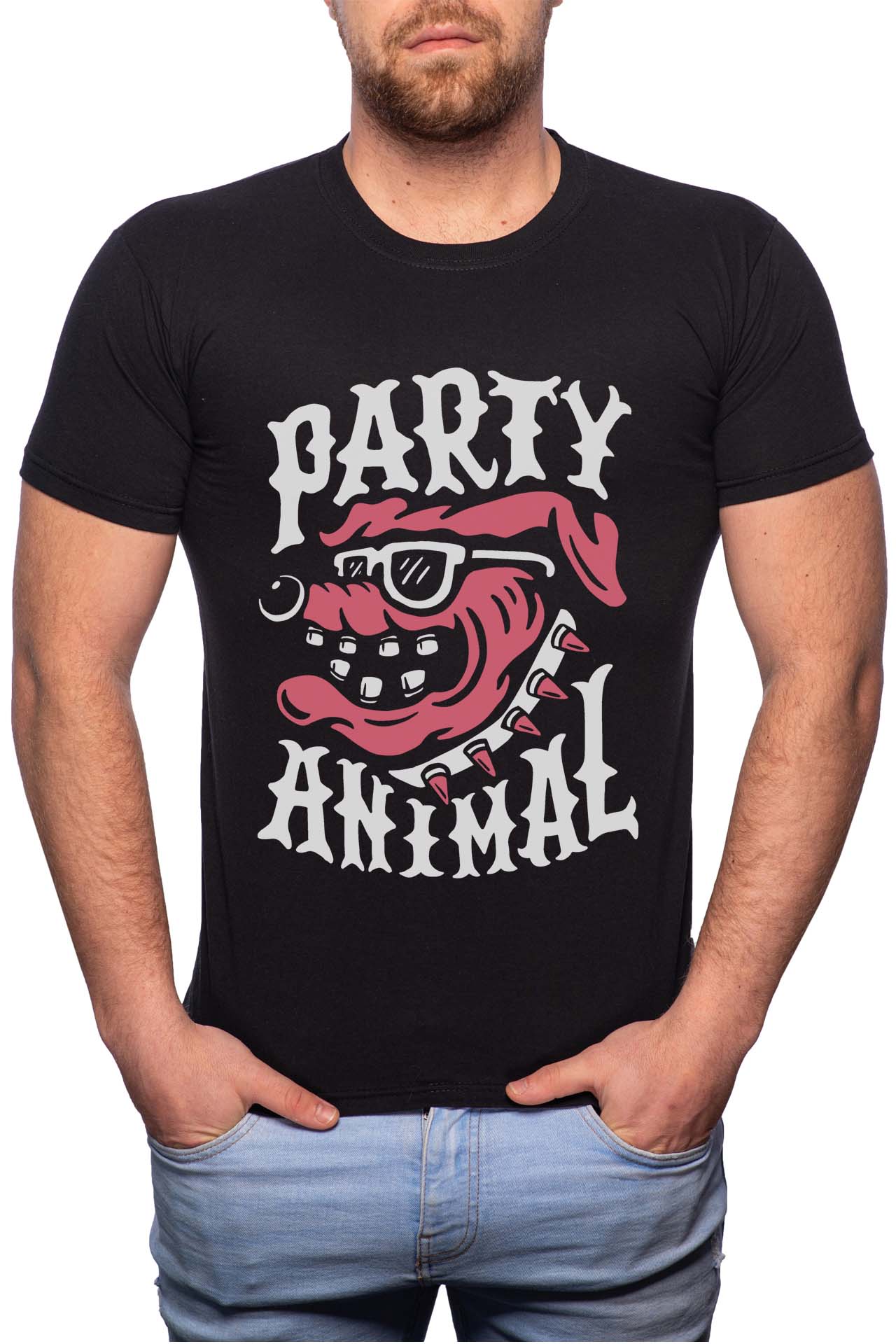 Tricou barbati, Party Animal, 100% Bumbac, GR260, Negru