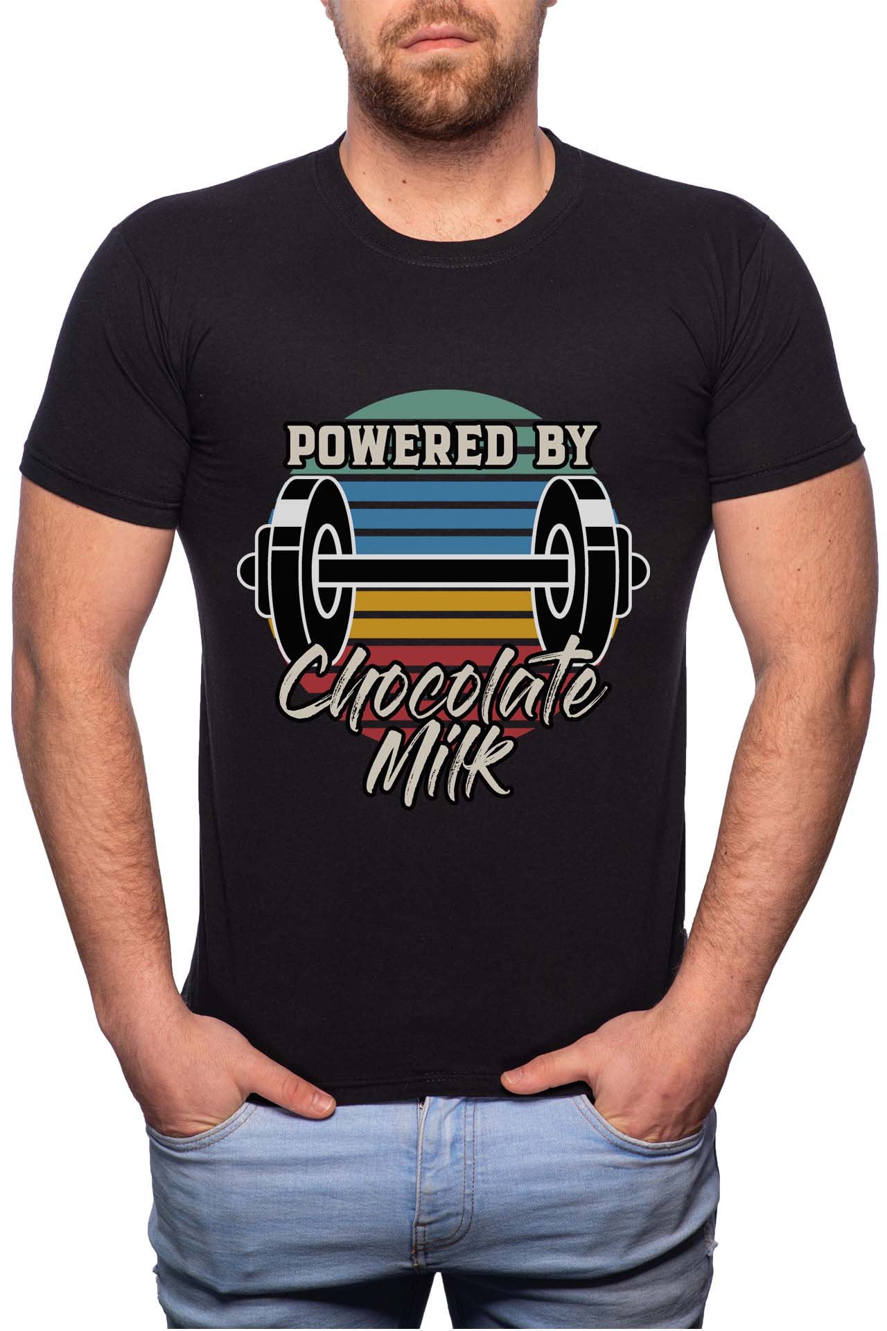 Tricou barbati, Powered By, 100% Bumbac, W259, Negru