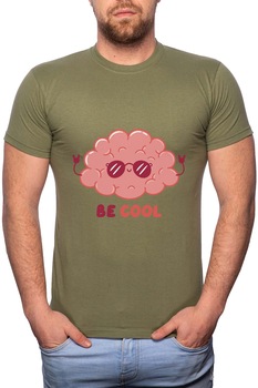 Tricou barbati, Be Cool Brain, 100% Bumbac, GR258, Verde militar Tricou barbati, Be Cool Brain, 100% Bumbac, GR258, Verde militar