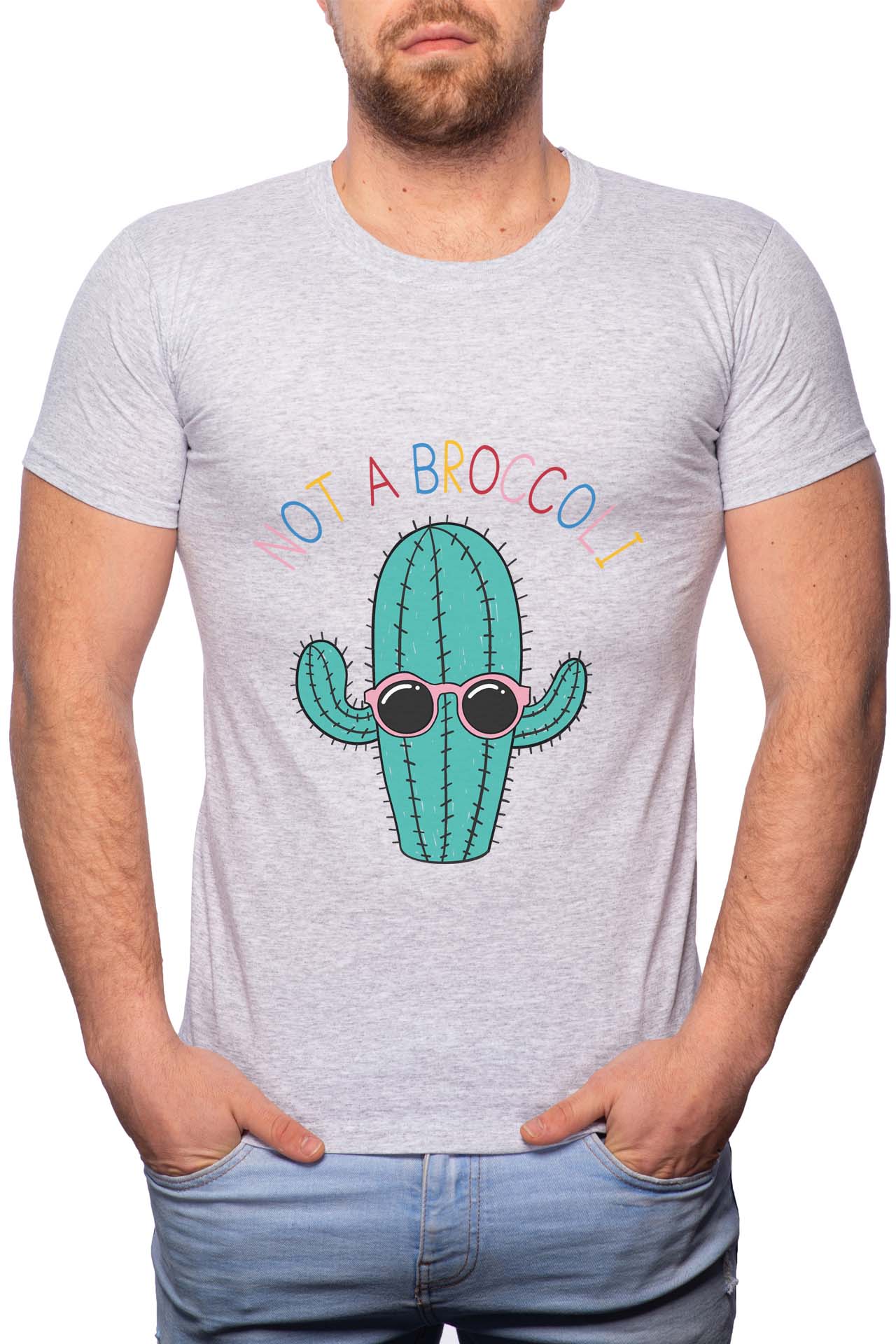 Tricou barbati, Not A Broccoli, 100% Bumbac, GR266, Gri