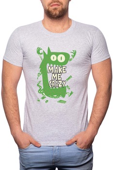 Tricou barbati, Make Me Crazy, 100% Bumbac, R270, Gri Tricou barbati, Make Me Crazy, 100% Bumbac, R270, Gri