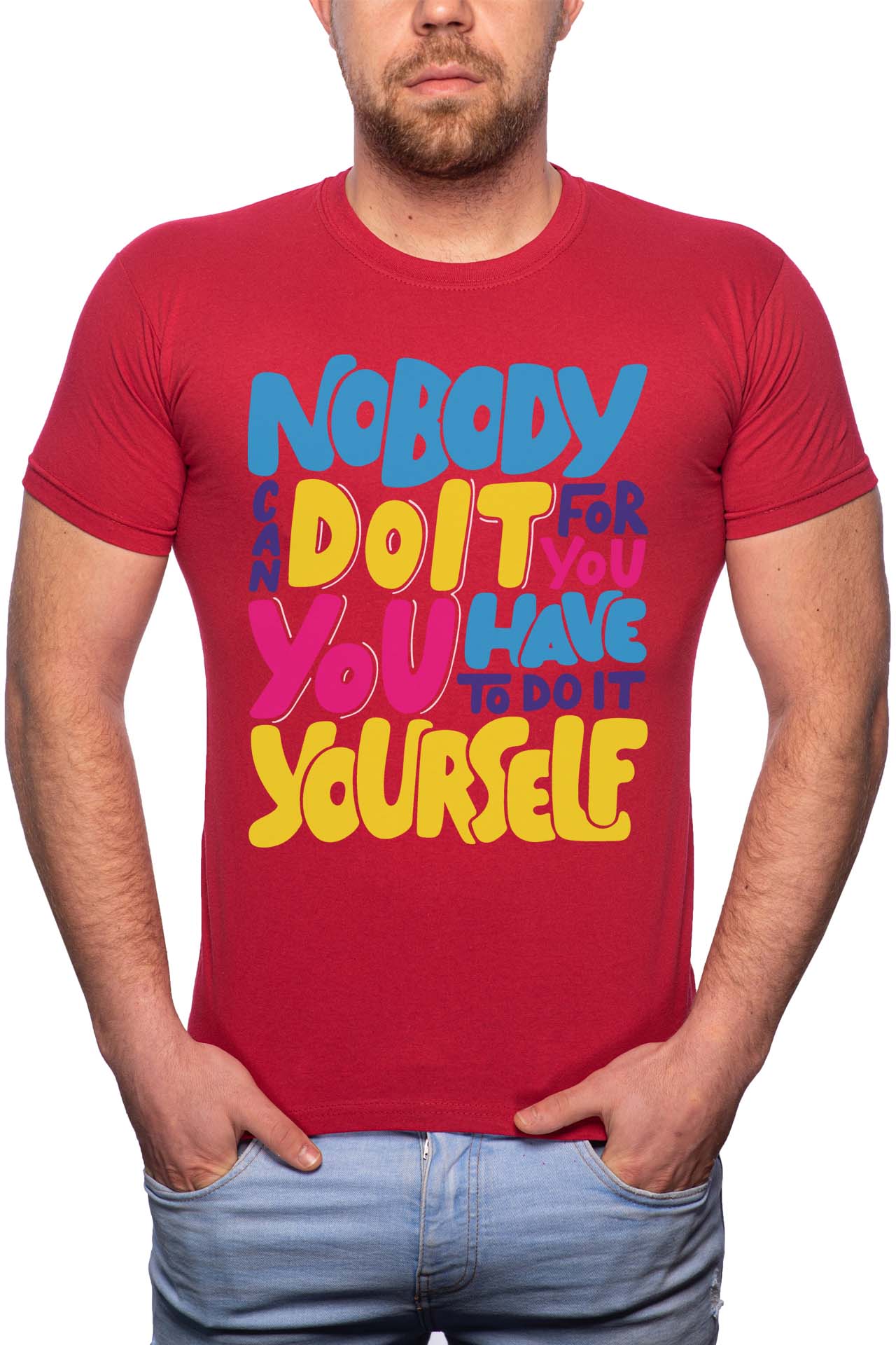 Tricou barbati, Do It Yourself, 100% Bumbac, B274, Rosu Bordeaux