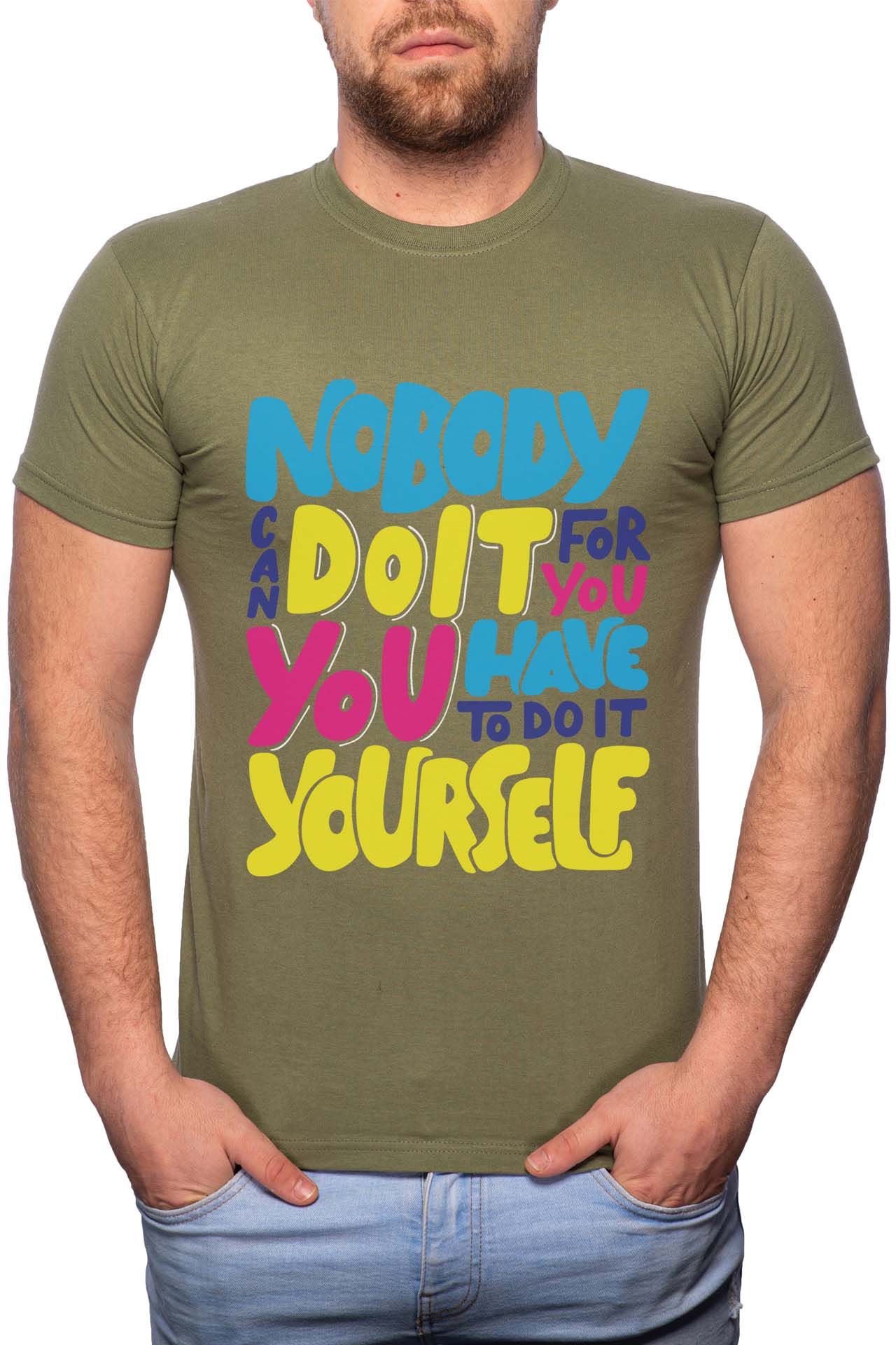 Tricou barbati, Do It Yourself, 100% Bumbac, GR274, Verde militar