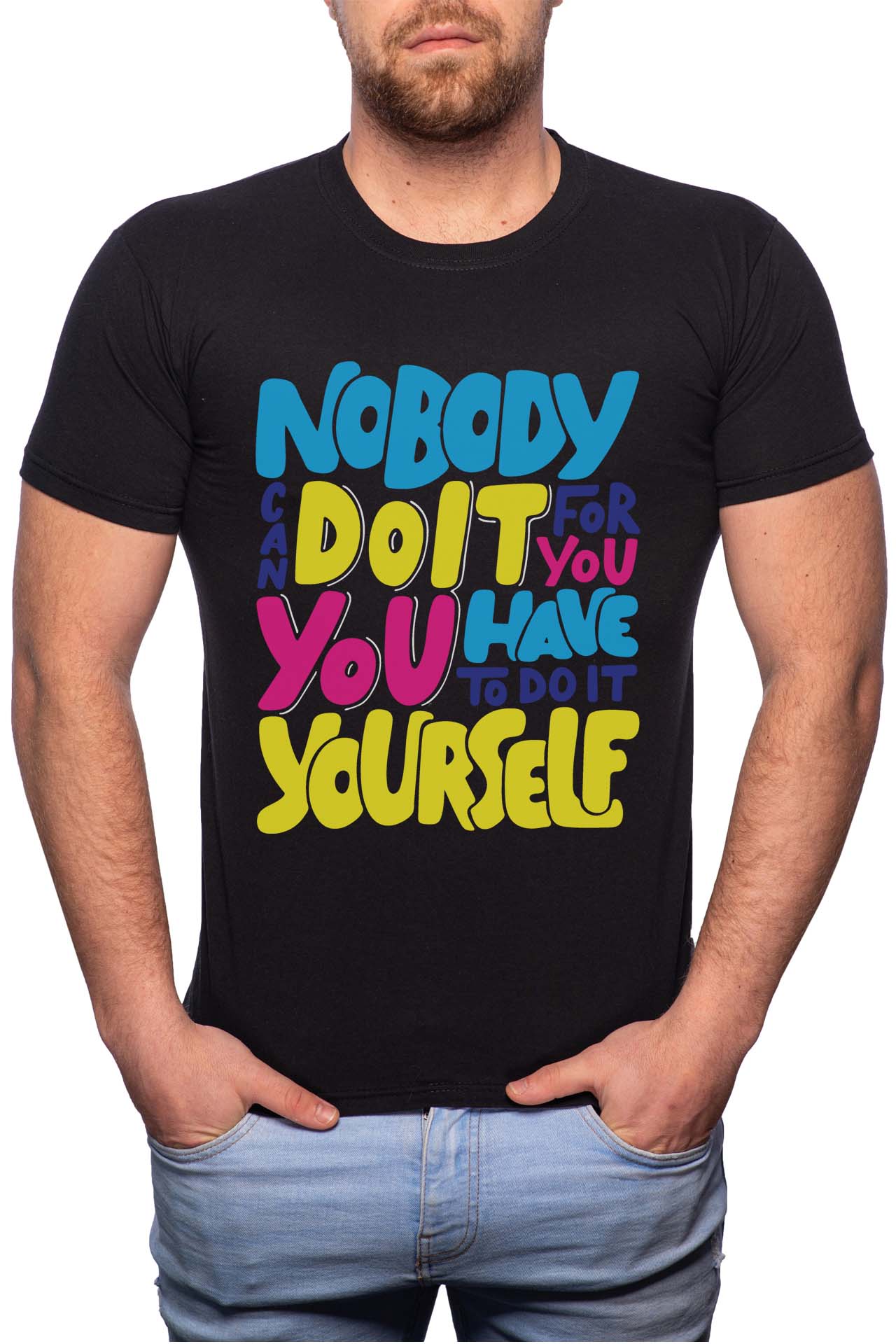 Tricou barbati, Do It Yourself, 100% Bumbac, GR274, Negru