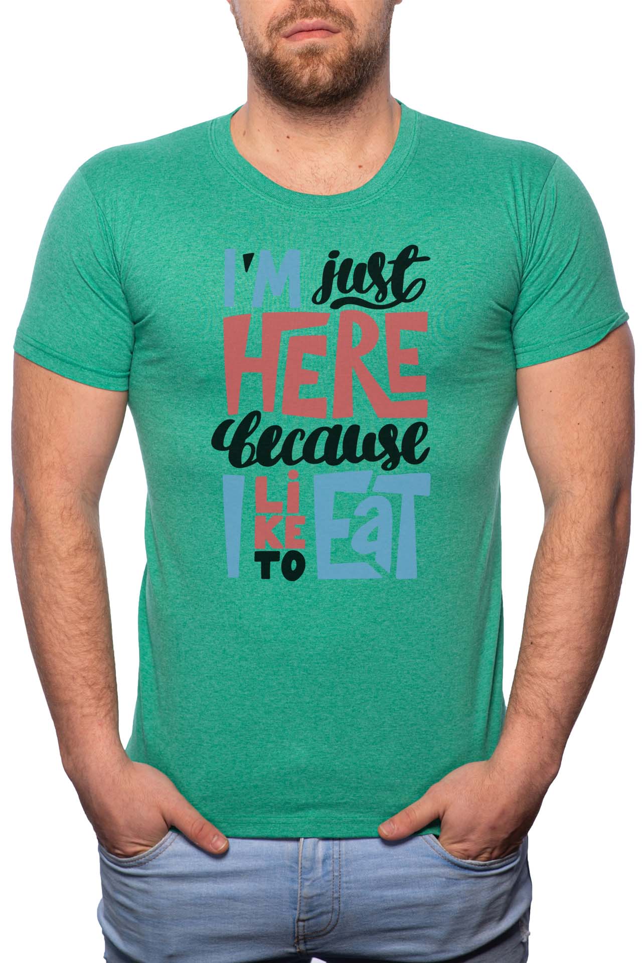 Tricou barbati, I Like To Eat, 100% Bumbac, GR276, Verde