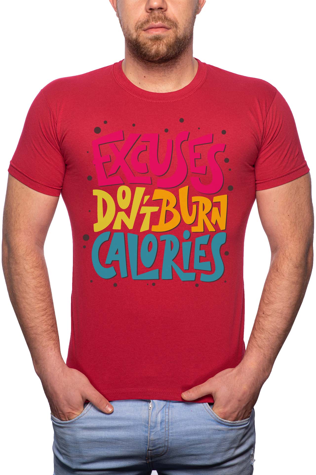 Tricou barbati, Excuses Don't Burn Calories, 100% Bumbac, GR275, Rosu Bordeaux