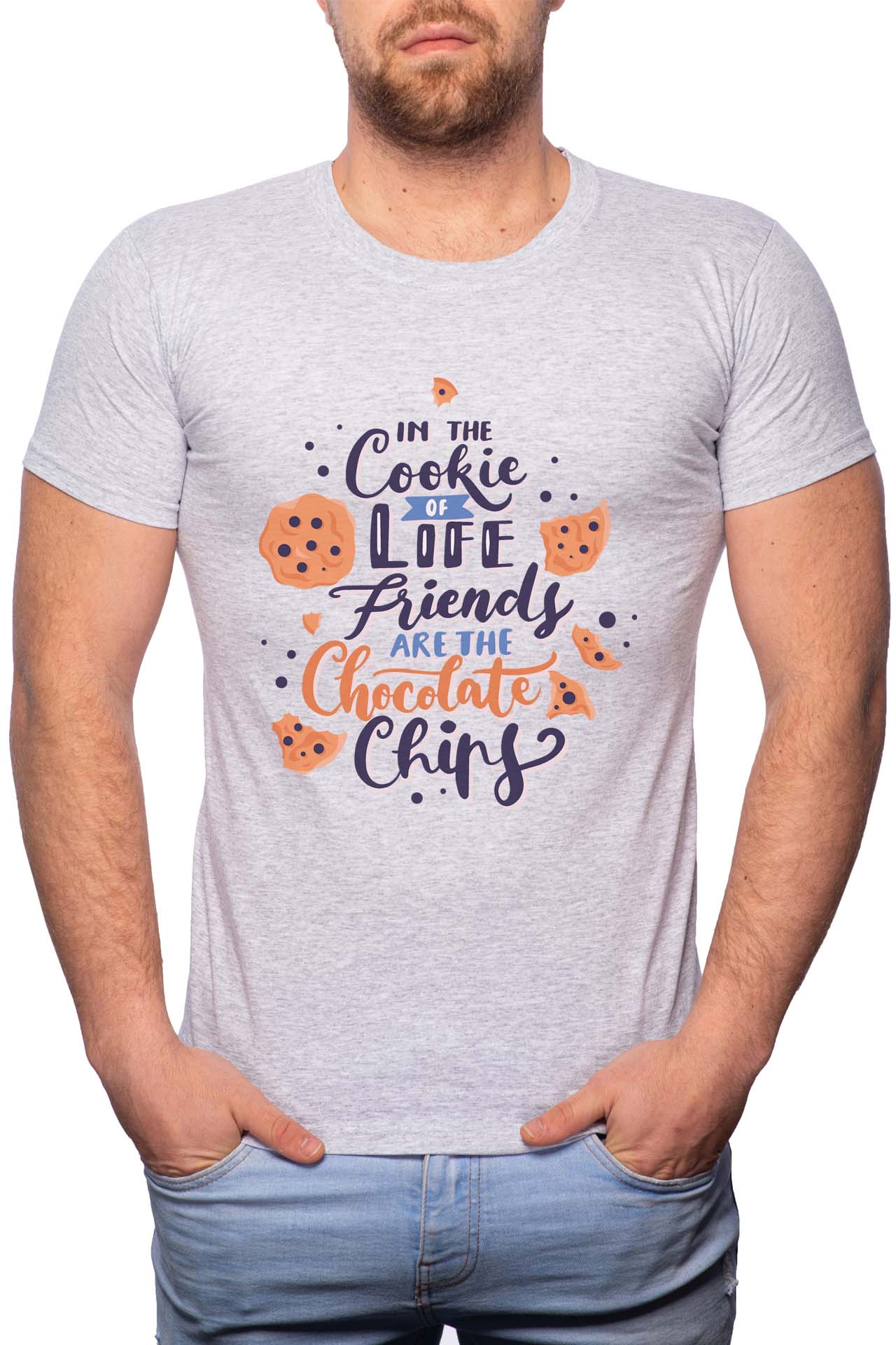 Tricou barbati, Friends, 100% Bumbac, G281, Gri