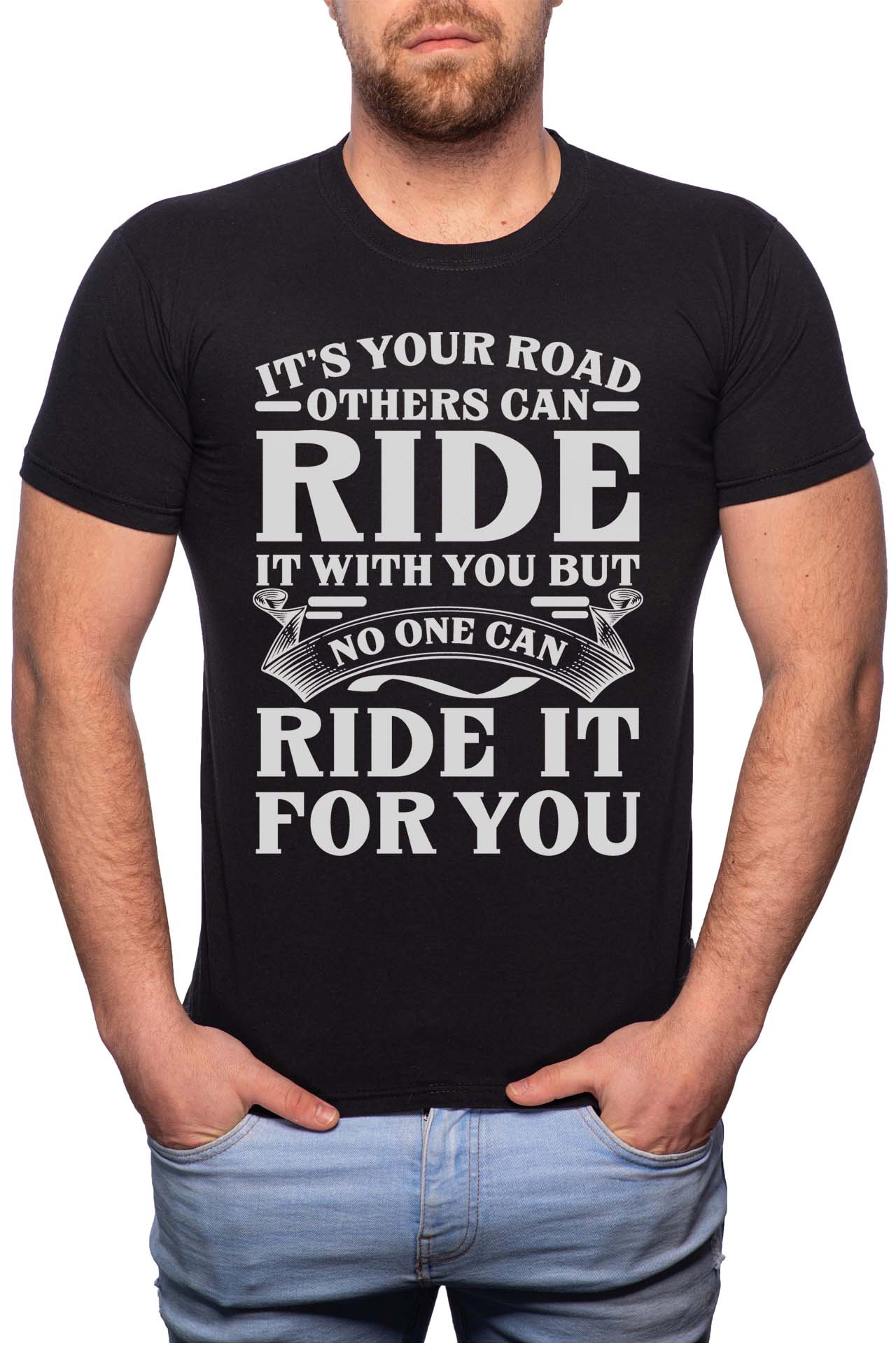 Tricou barbati, Ride It, 100% Bumbac, B294, Negru