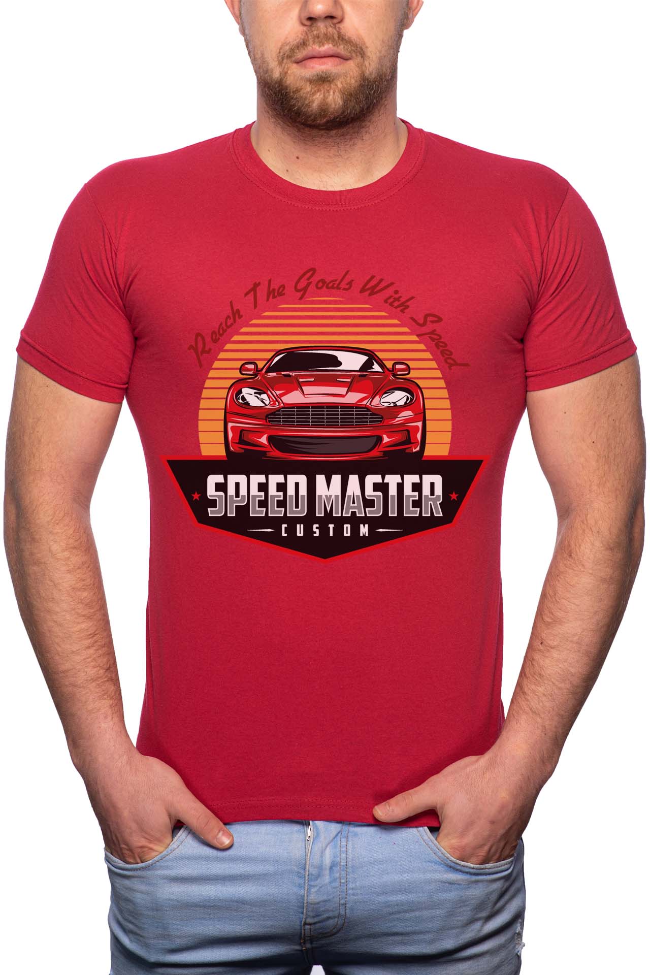 Tricou barbati, Speed Master, 100% Bumbac, GR301, Rosu Bordeaux