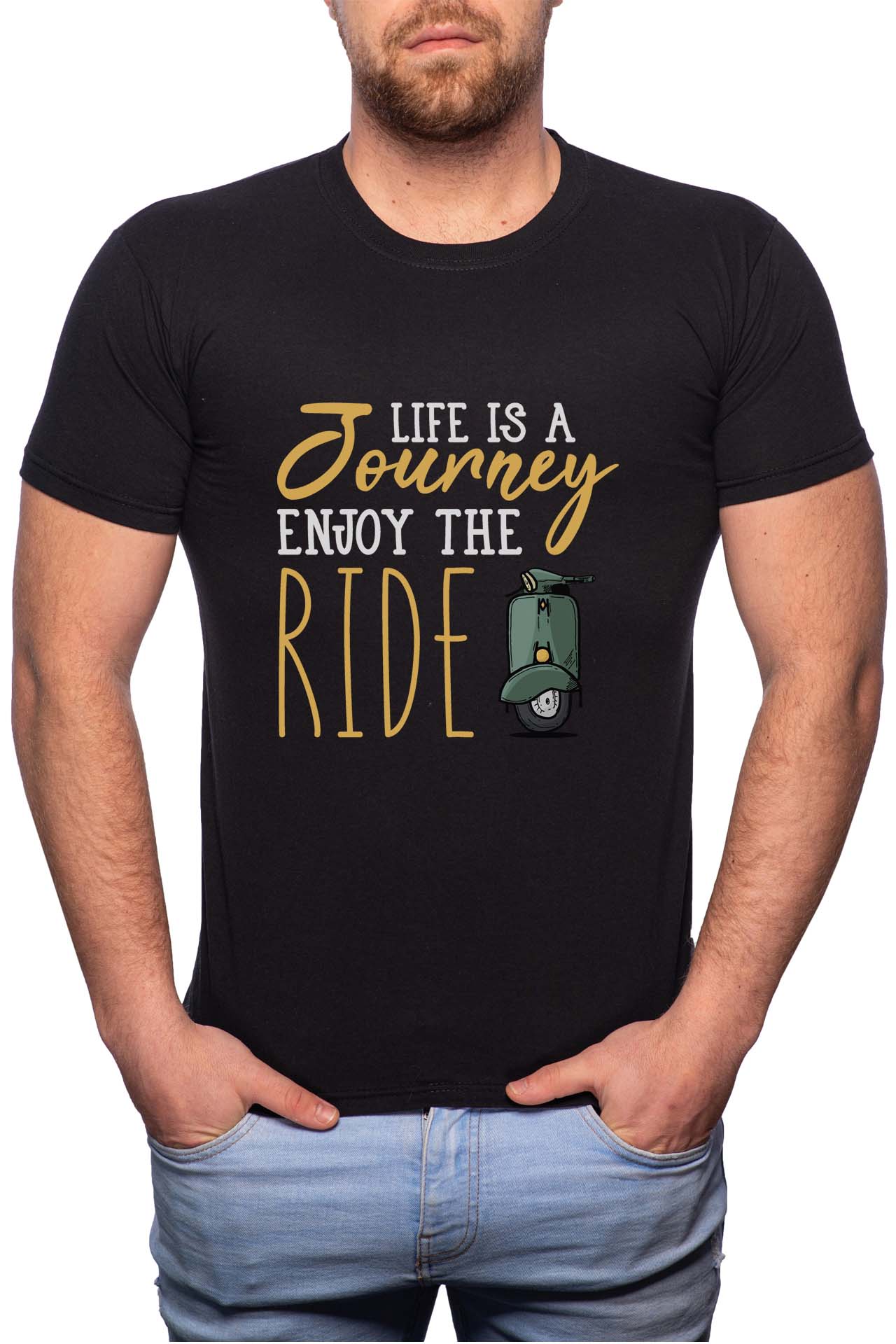 Tricou barbati, Life Is A Journey, 100% Bumbac, GM298, Negru
