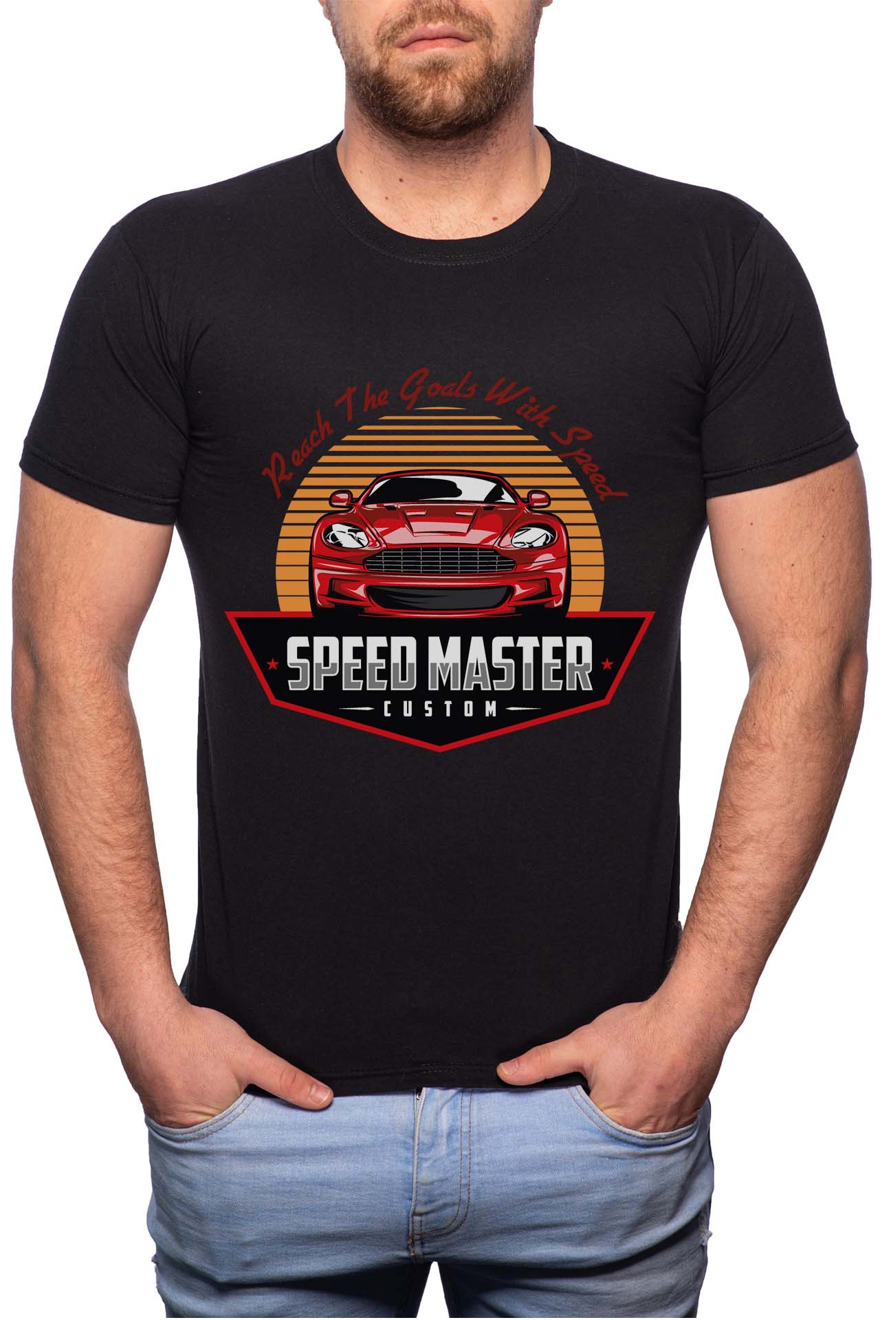 Tricou barbati, Speed Master, 100% Bumbac, GR301, Negru