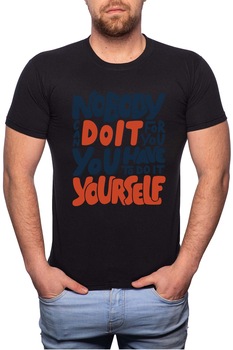 Tricou barbati, Do It Yourself, 100% Bumbac, W314, Negru Tricou barbati, Do It Yourself, 100% Bumbac, W314, Negru