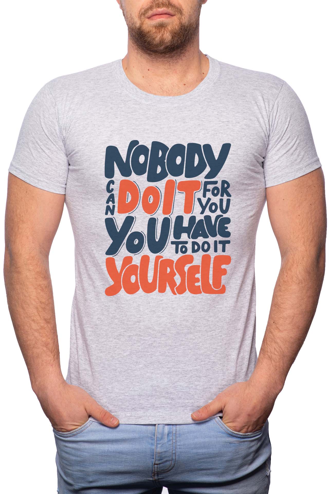 Tricou barbati, Do It Yourself, 100% Bumbac, W314, Gri