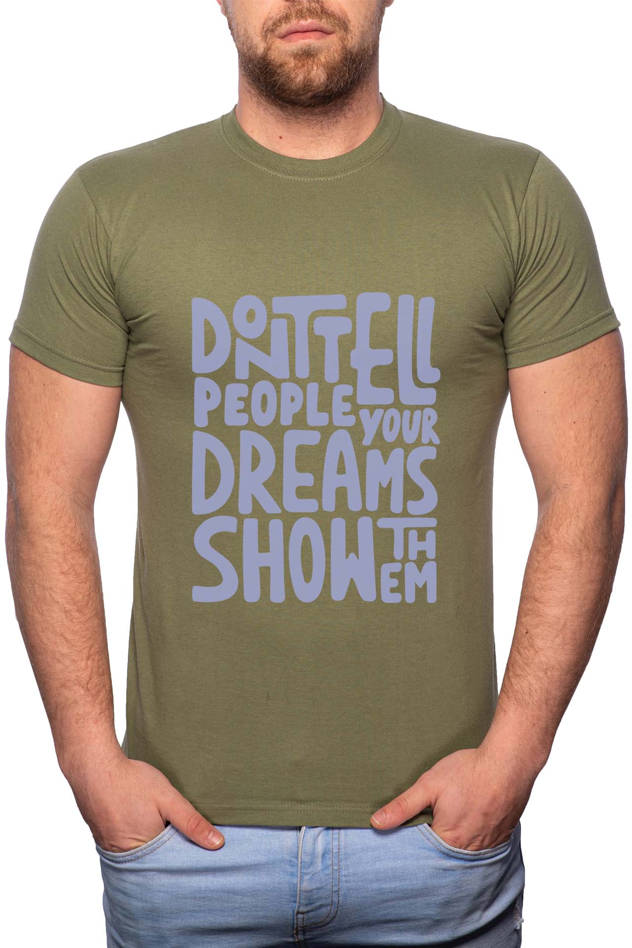 Tricou barbati, Show Your Dreams, 100% Bumbac, GM315, Verde militar