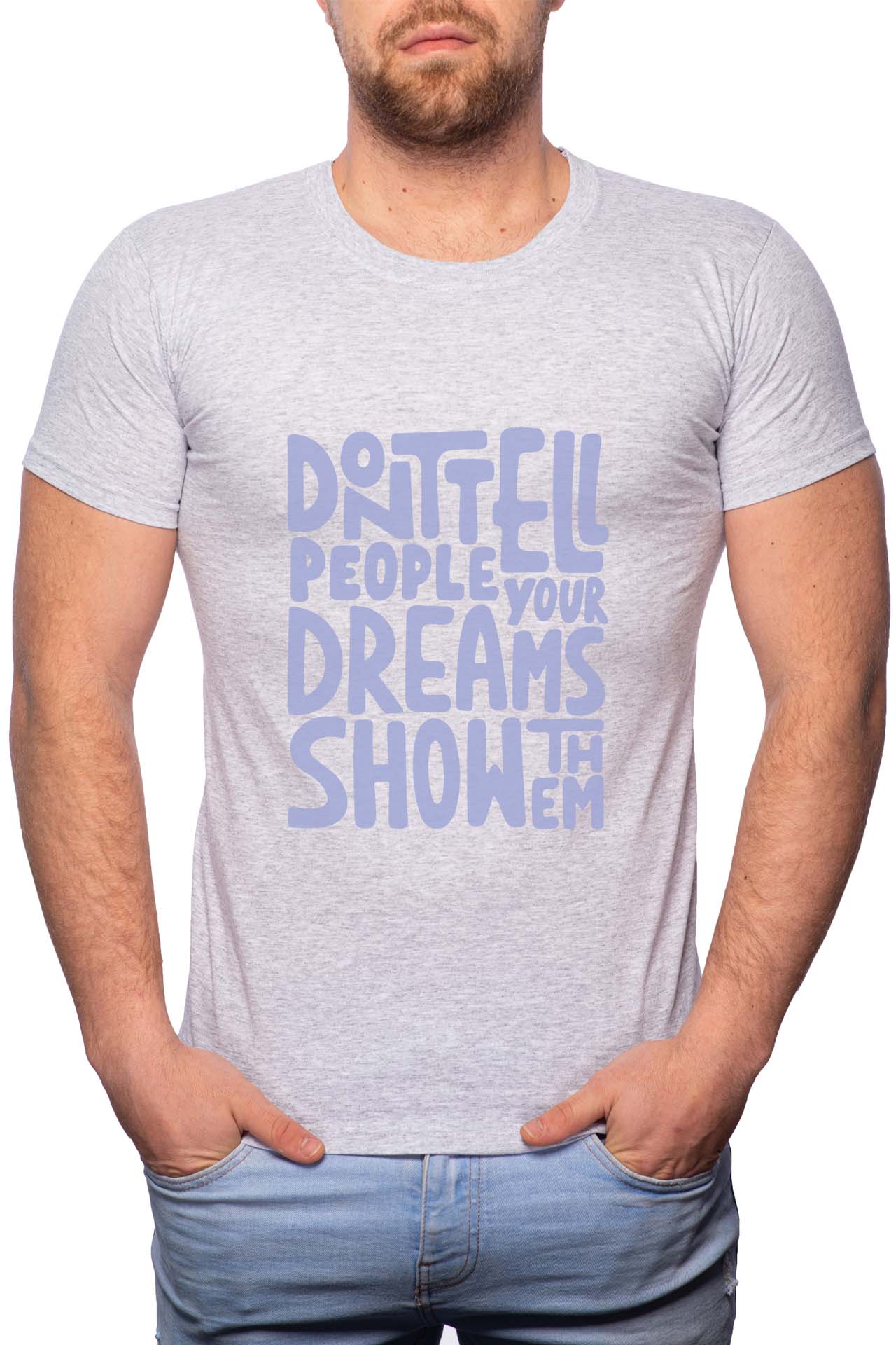 Tricou barbati, Show Your Dreams, 100% Bumbac, GM315, Gri