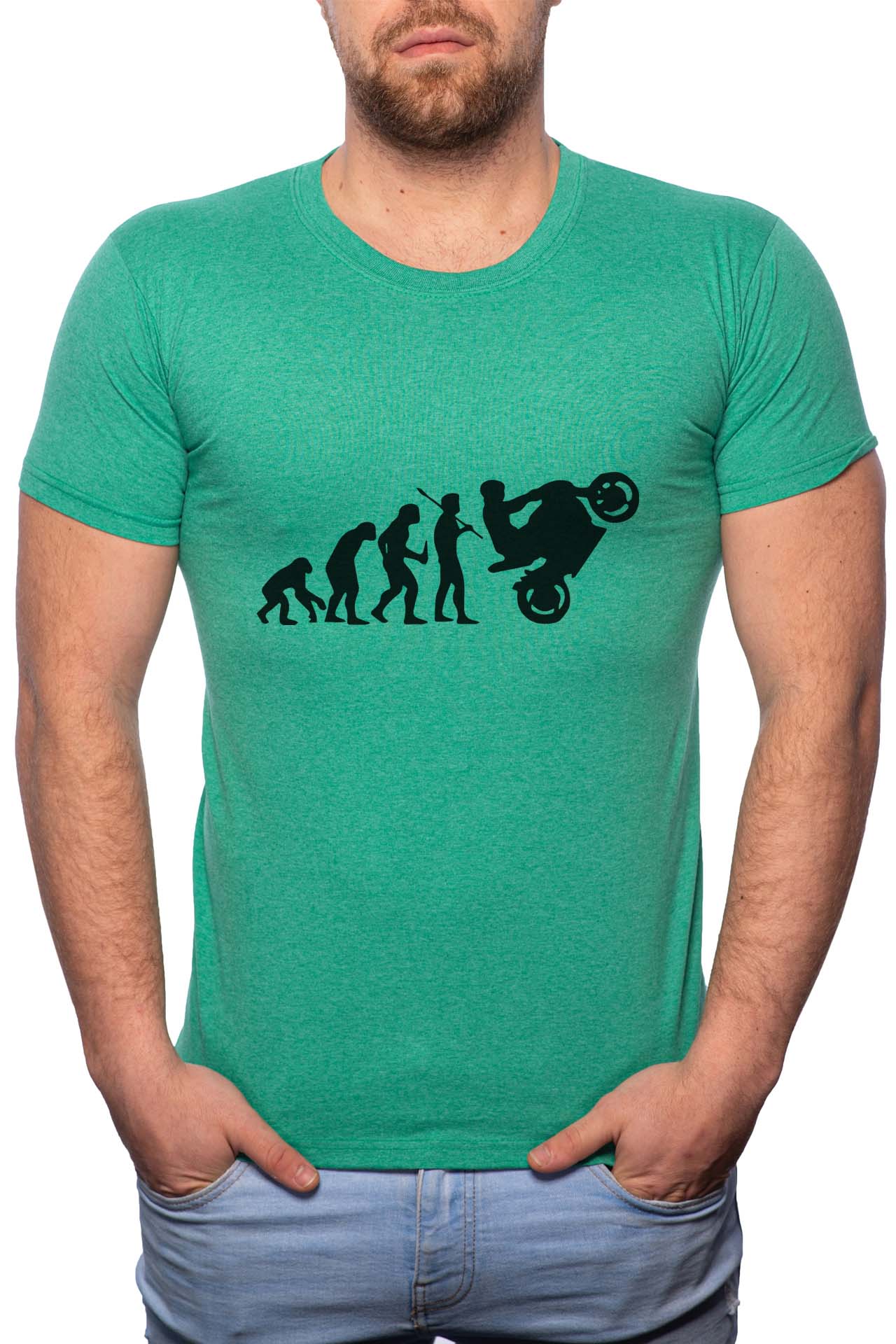 Tricou barbati, Evolution Of Motorcycle, 100% Bumbac, GM337, Verde