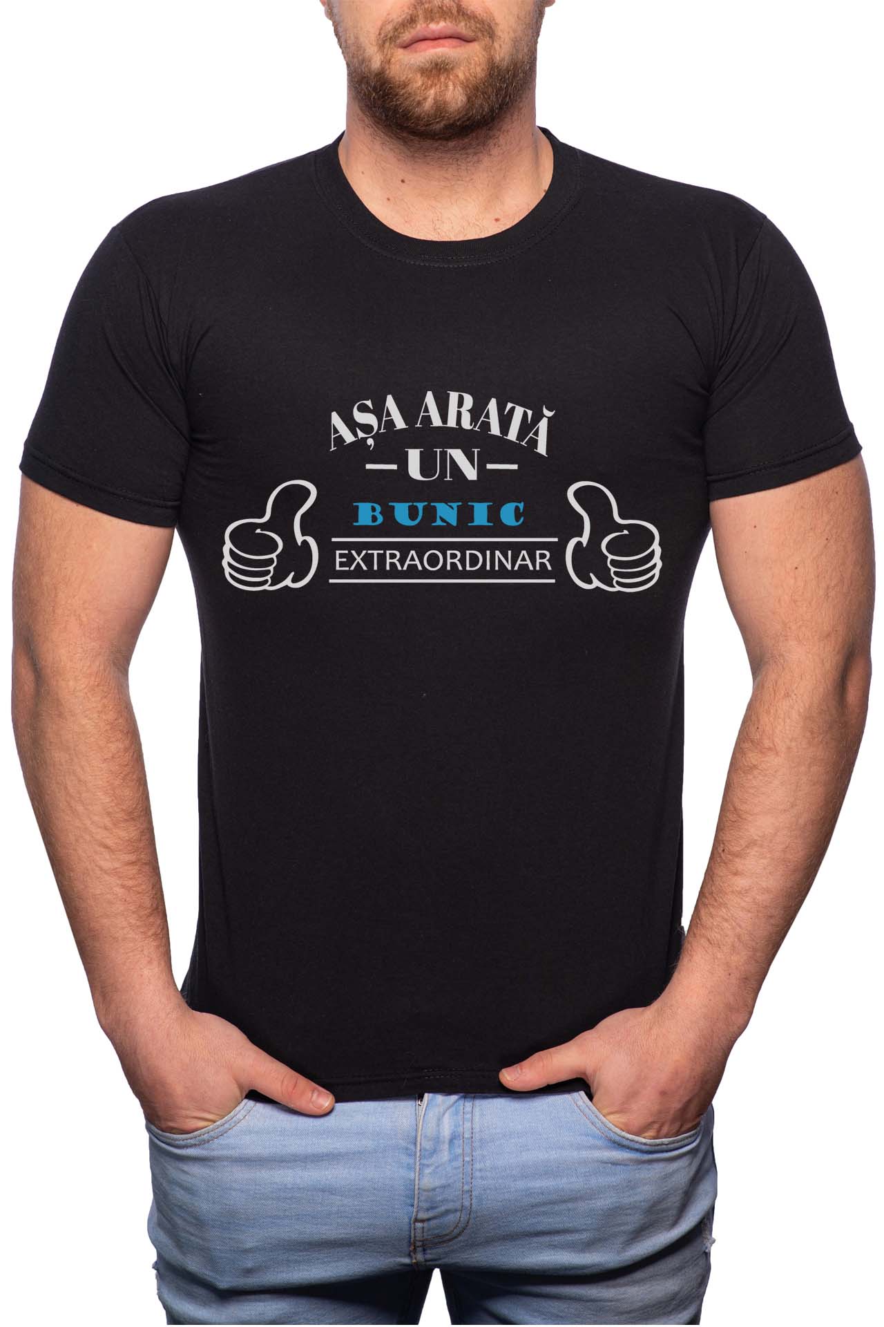 Tricou barbati, Bunic Extraordinar, 100% Bumbac, B341, Negru