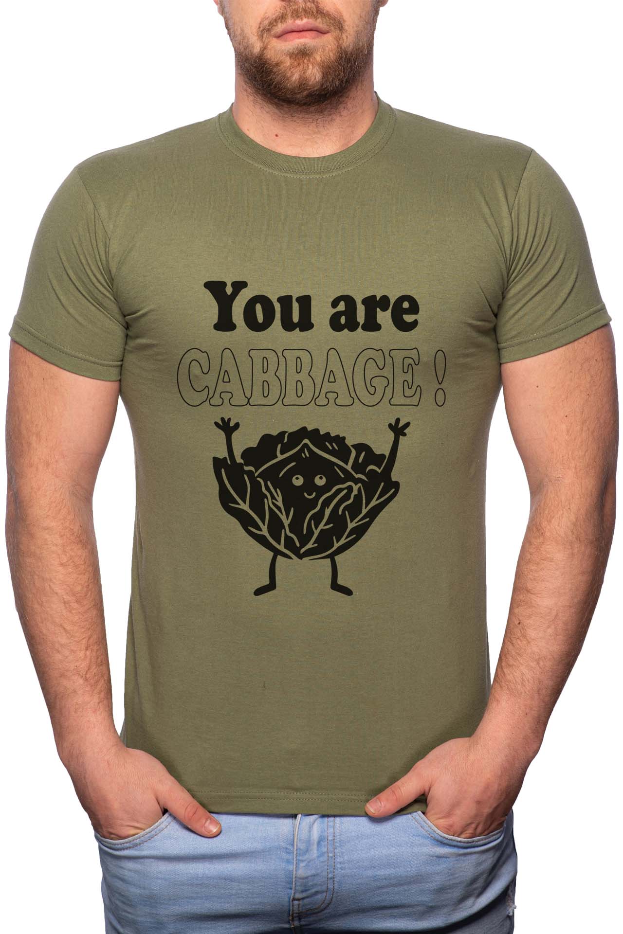 Tricou barbati, You Are Cabbage, 100% Bumbac, G343, Verde militar