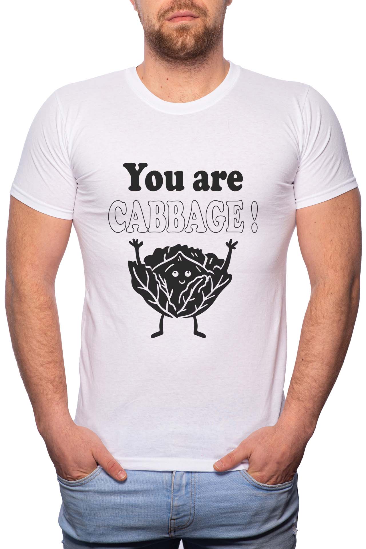 Tricou barbati, You Are Cabbage, 100% Bumbac, G343, Alb