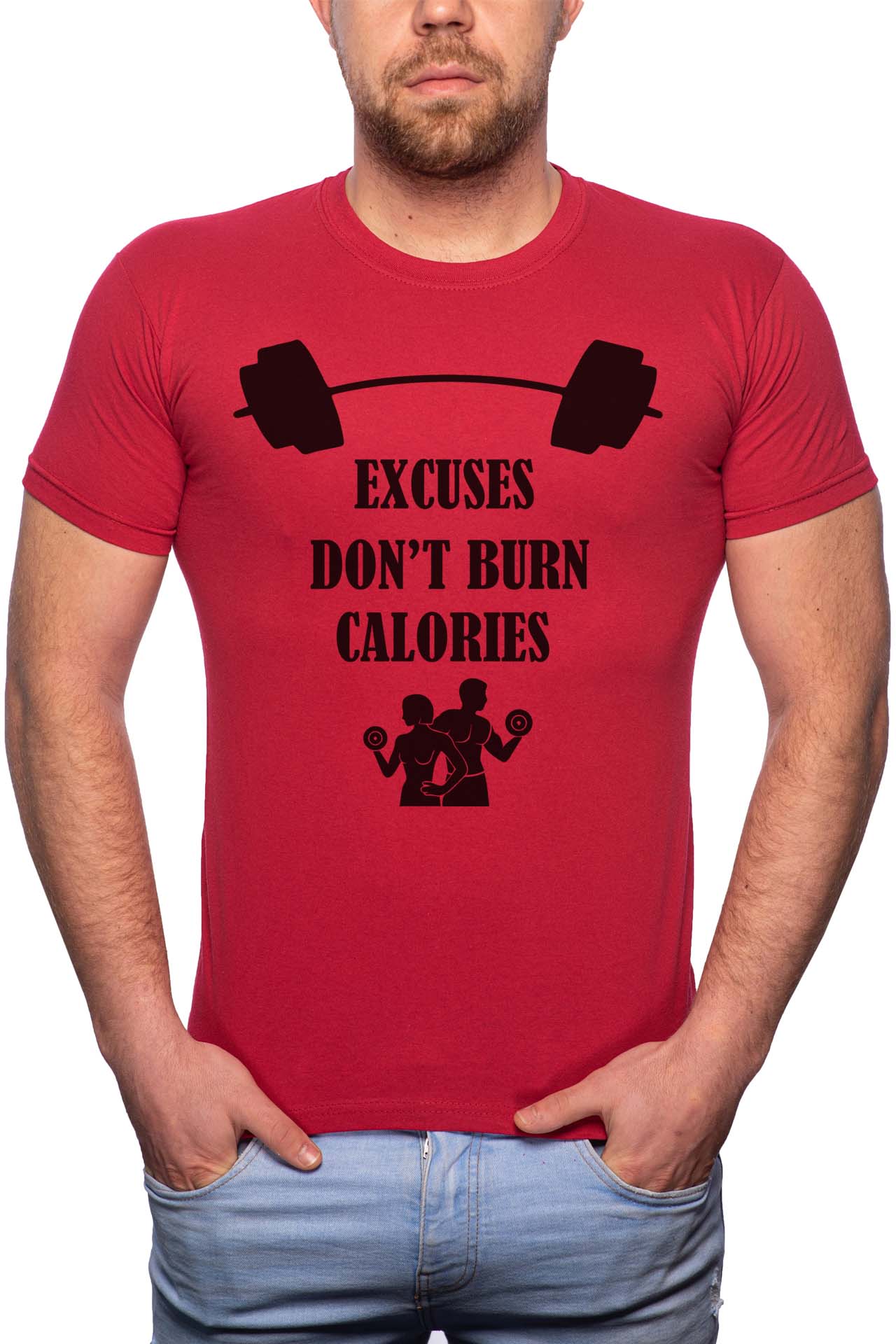 Tricou barbati, Excuses, 100% Bumbac, GR342, Rosu Bordeaux