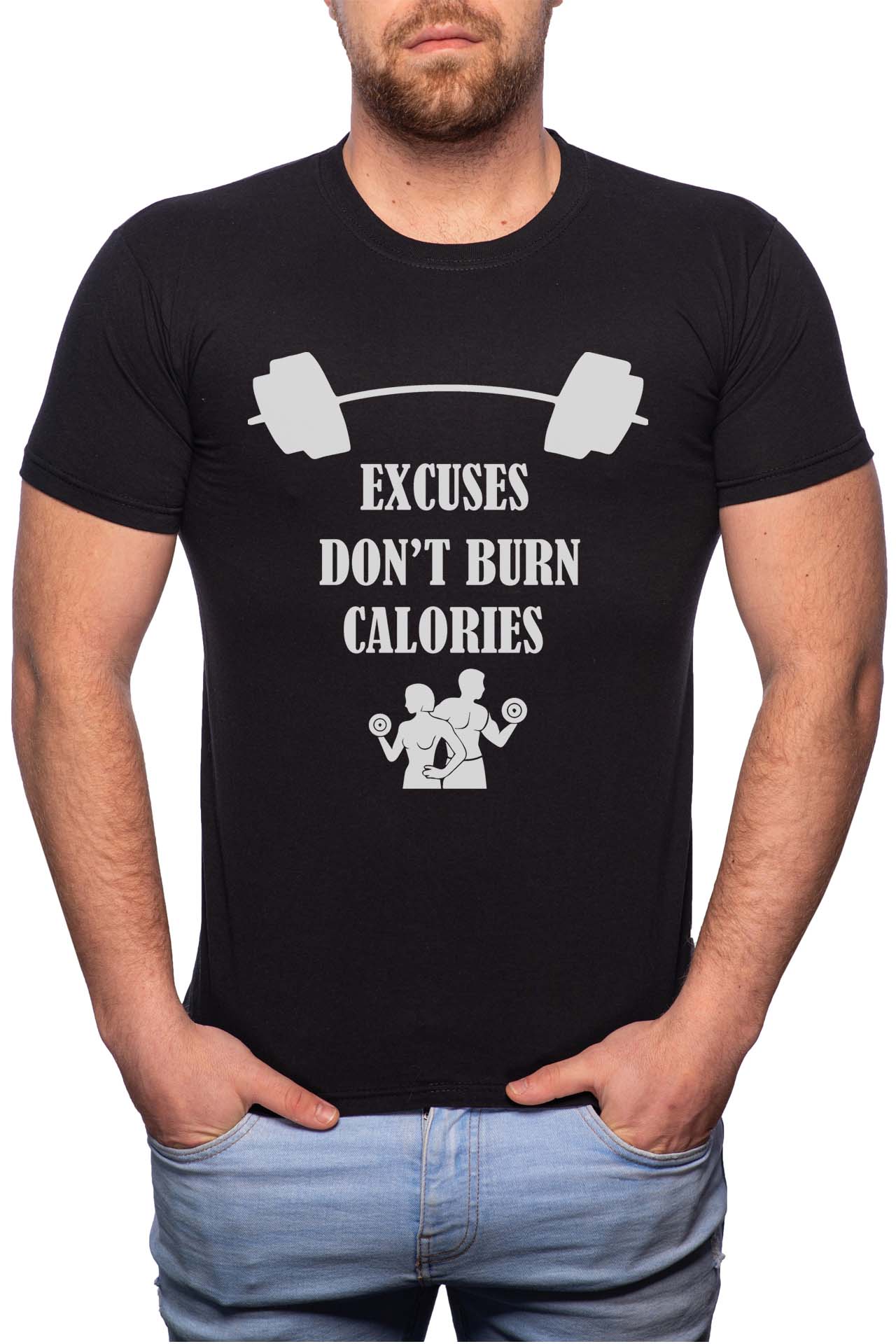 Tricou barbati, Excuses, 100% Bumbac, GR342, Negru