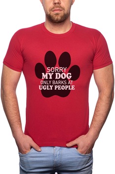 Tricou barbati, My Dog Only Barks, 100% Bumbac, G348, Rosu Bordeaux Tricou barbati, My Dog Only Barks, 100% Bumbac, G348, Rosu Bordeaux