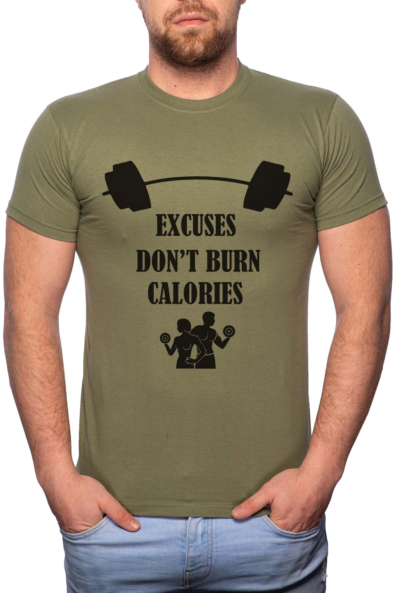 Tricou barbati, Excuses, 100% Bumbac, GR342, Verde militar