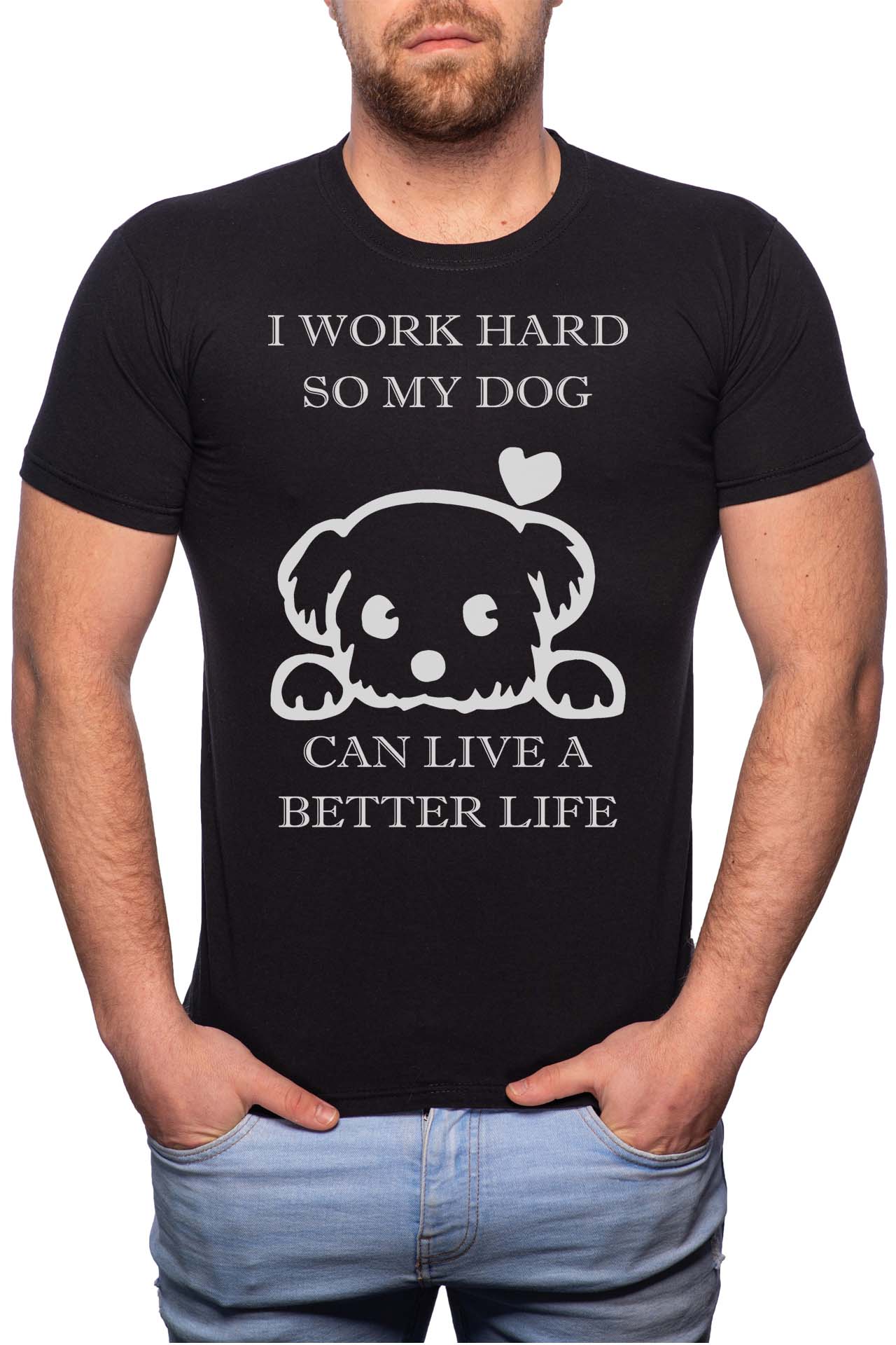 Tricou barbati, My Dog, 100% Bumbac, GM347, Negru
