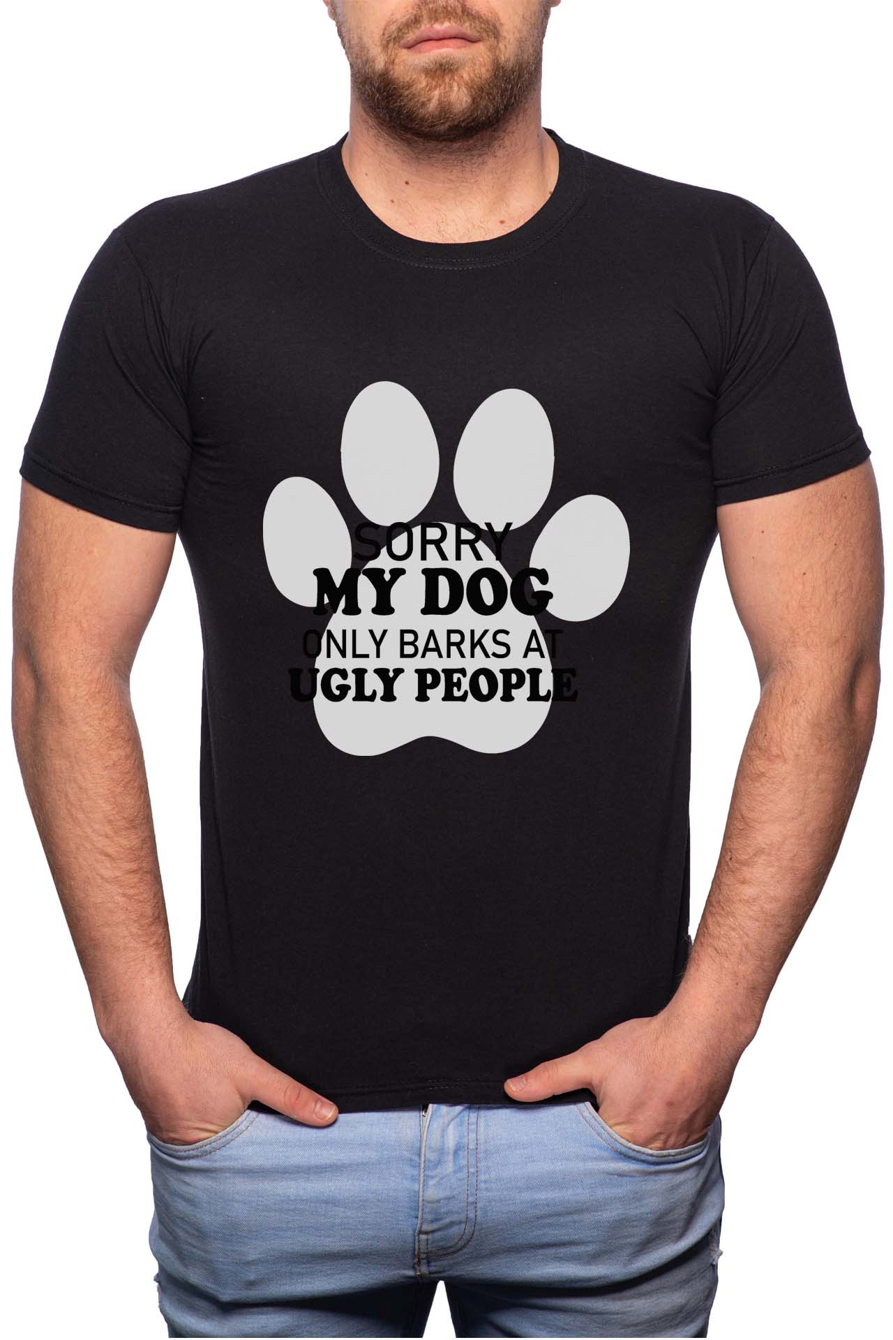 Tricou barbati, My Dog Only Barks, 100% Bumbac, G348, Negru
