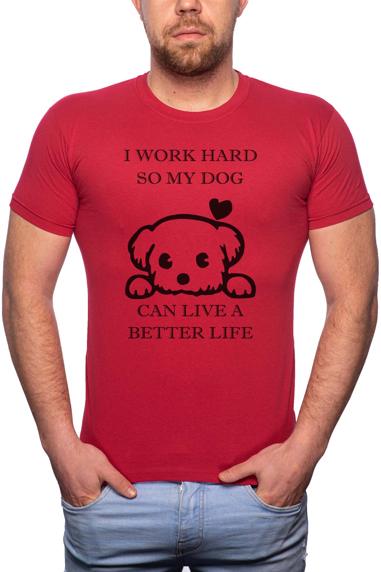 Tricou barbati, My Dog, 100% Bumbac, GM347, Rosu Bordeaux