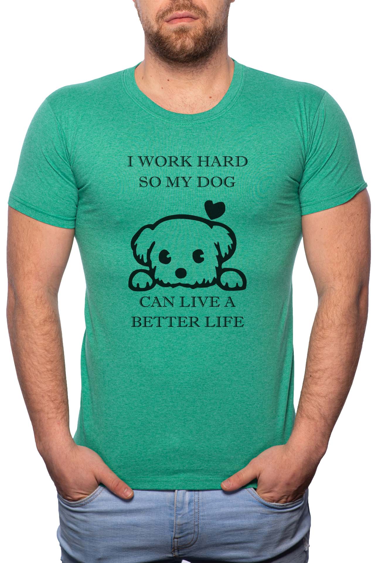 Tricou barbati, My Dog, 100% Bumbac, GM347, Verde