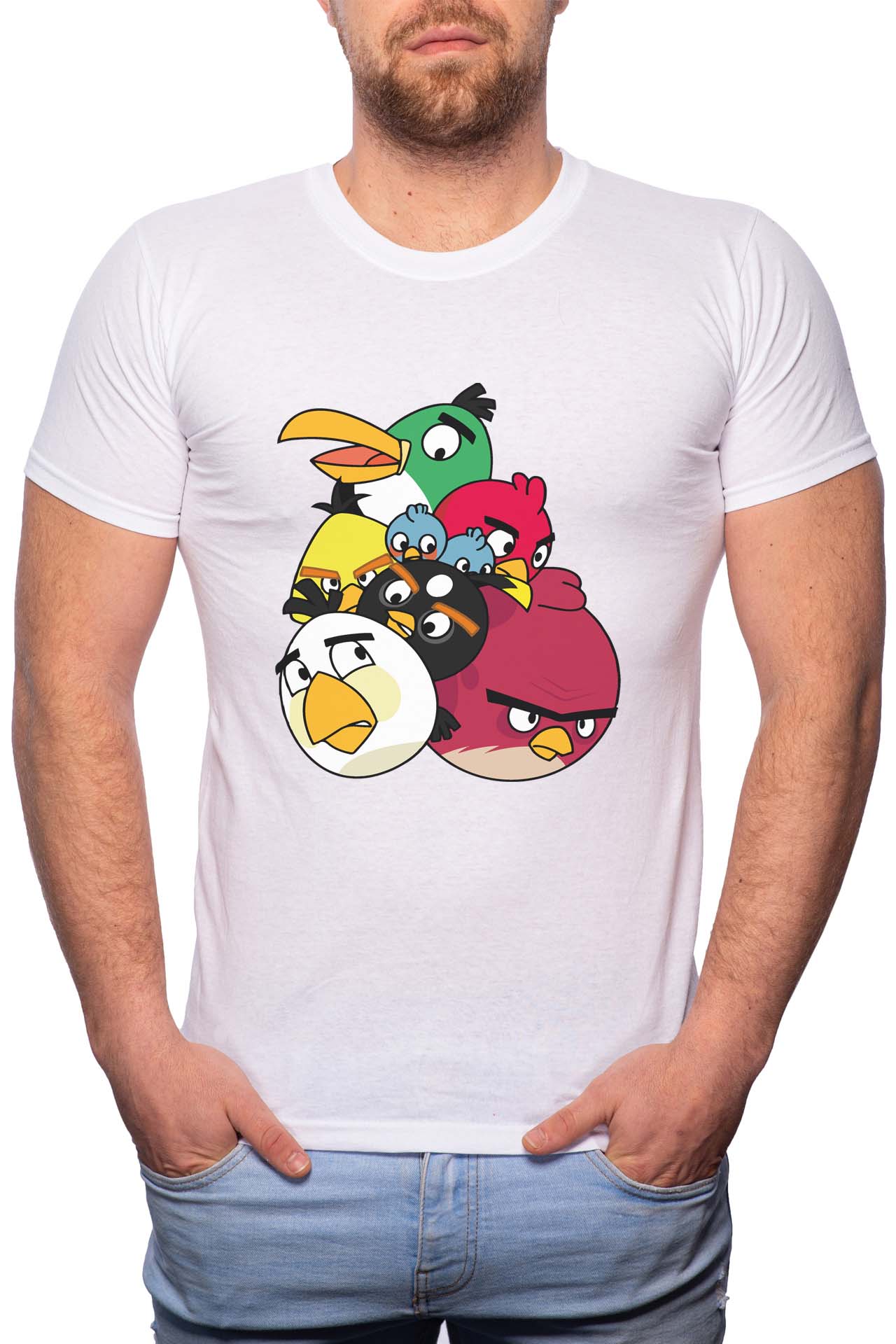 Tricou barbati, Angry Birds, 100% Bumbac, GR181, Alb