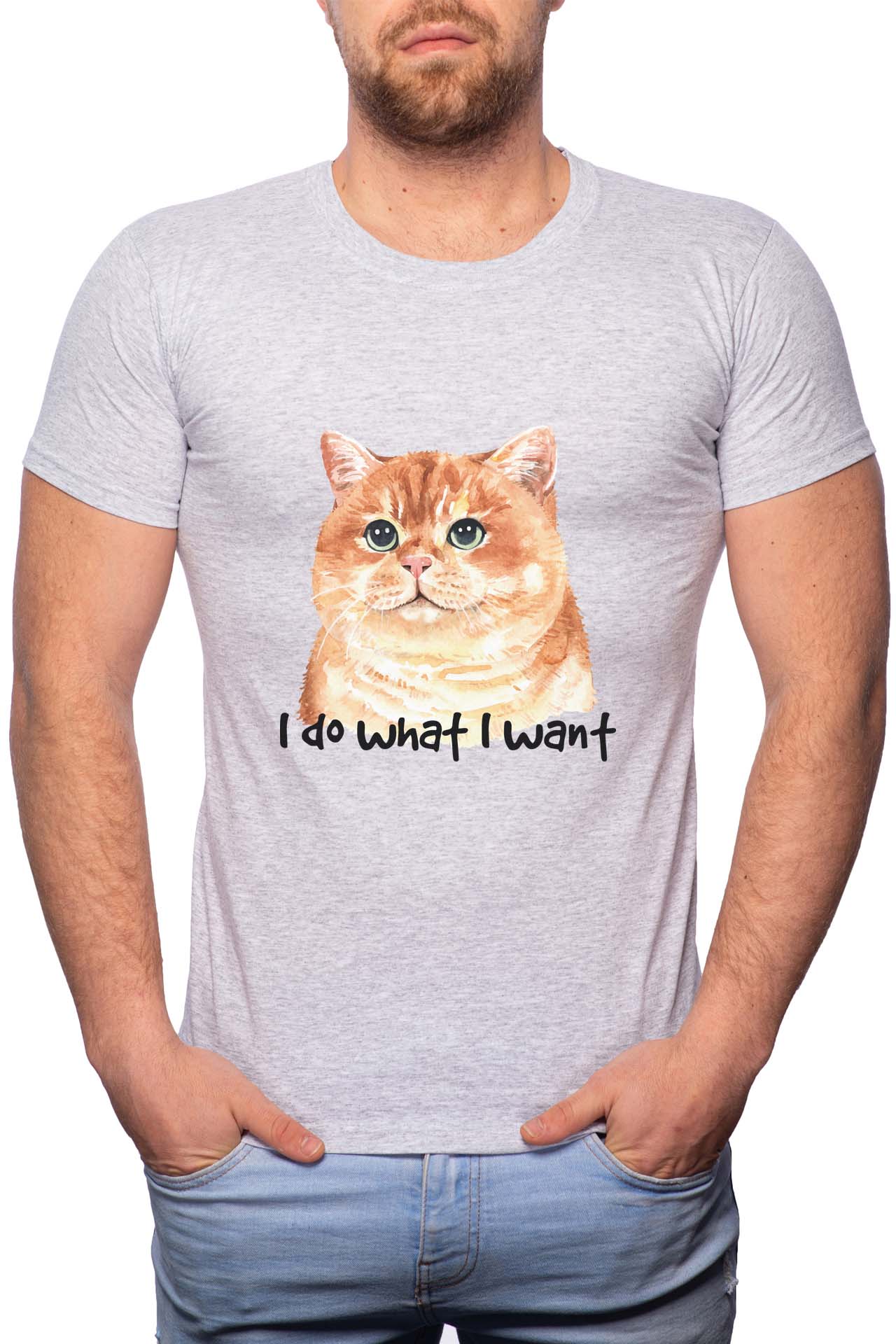 Tricou barbati, I Do What I Want, 100% Bumbac, W199, Gri