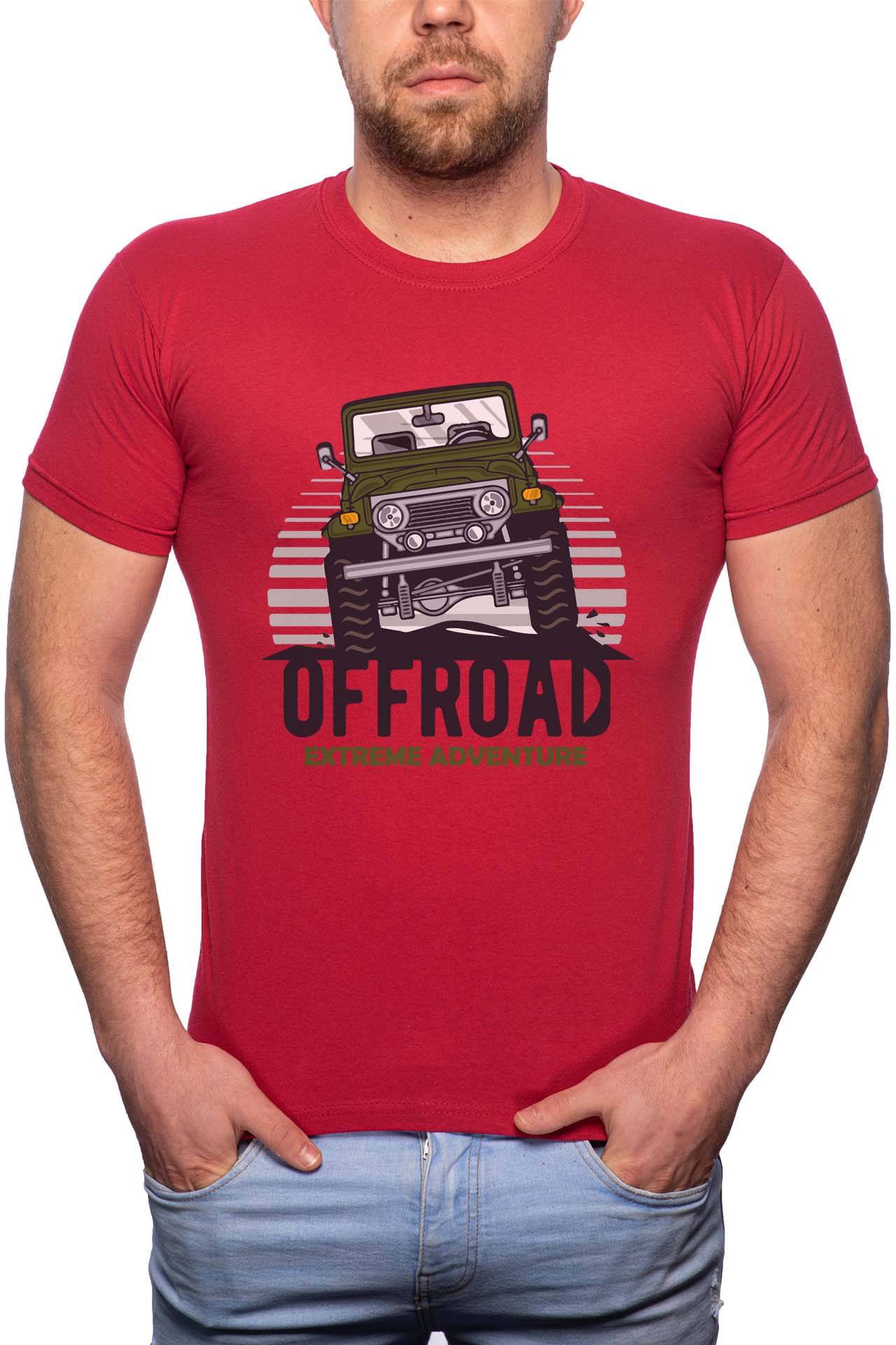 Tricou barbati, Off Road, 100% Bumbac, GR214, Rosu Bordeaux