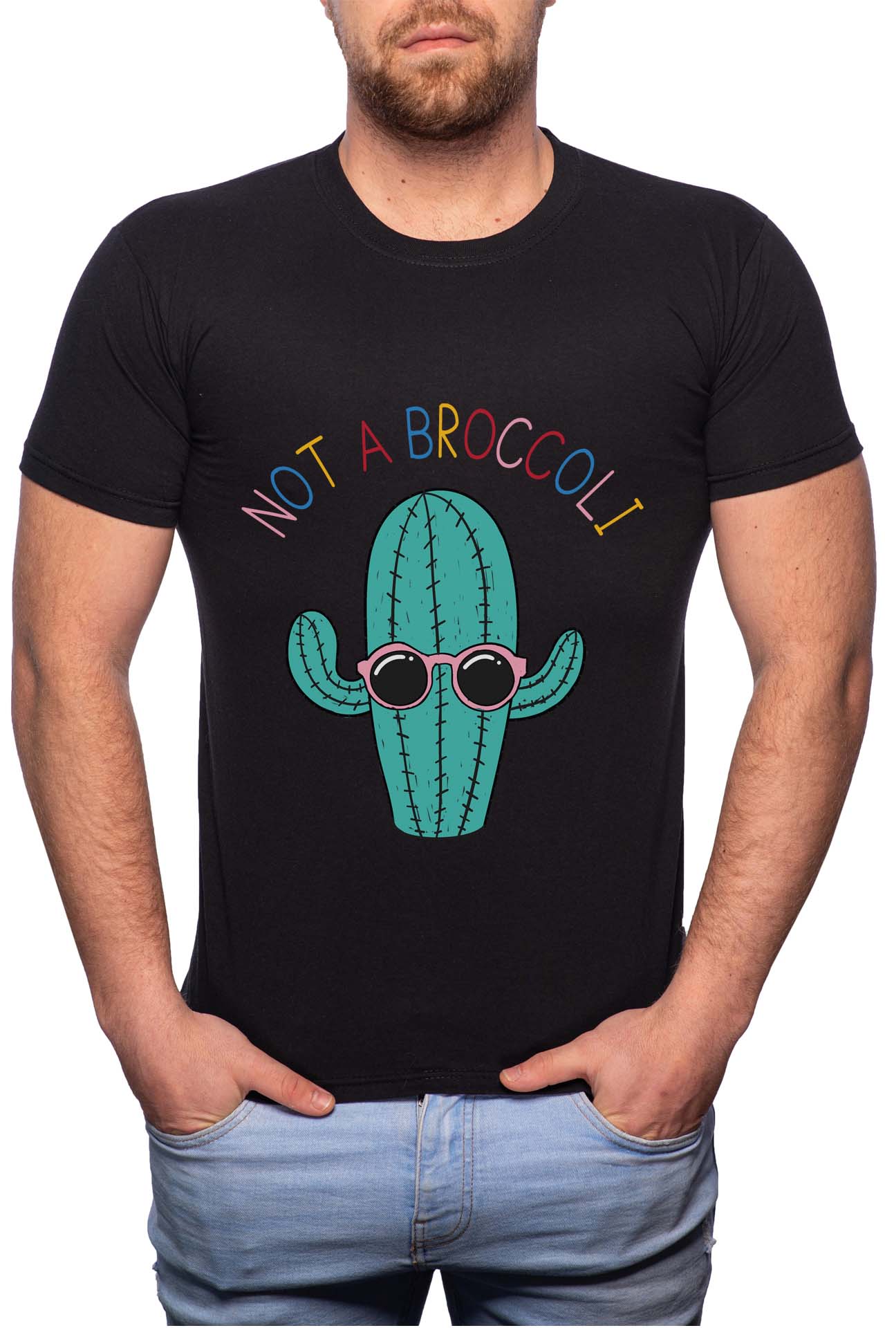 Tricou barbati, Not A Broccoli, 100% Bumbac, GR266, Negru