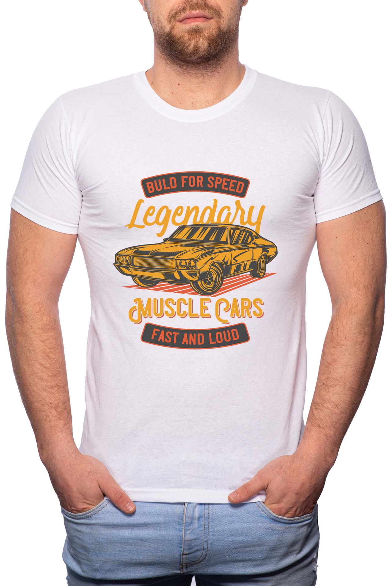Tricou barbati, Legendary Car, 100% Bumbac, GR291, Alb
