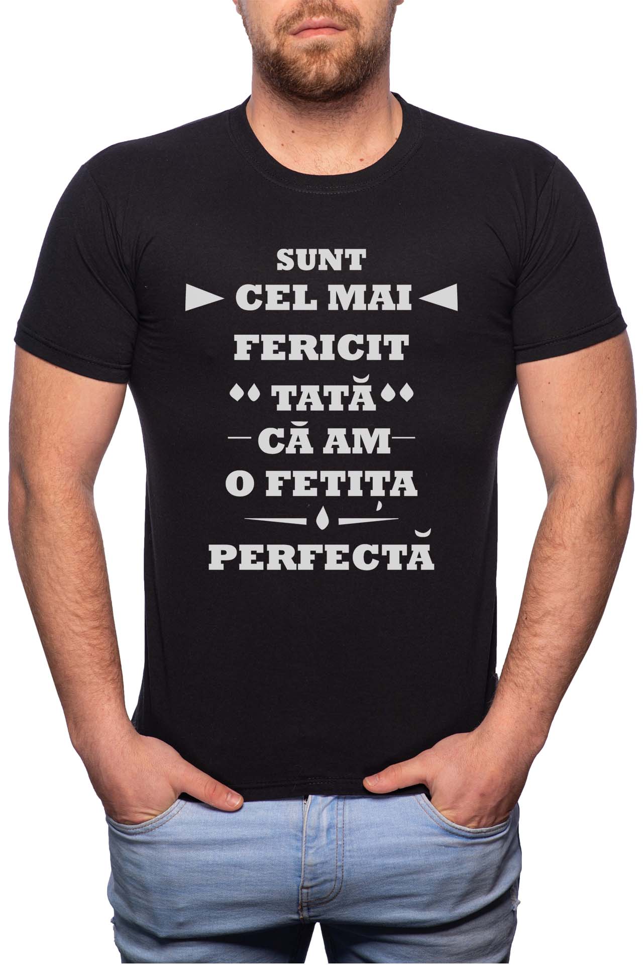 Tricou barbati, Tata, 100% Bumbac, W345, Negru