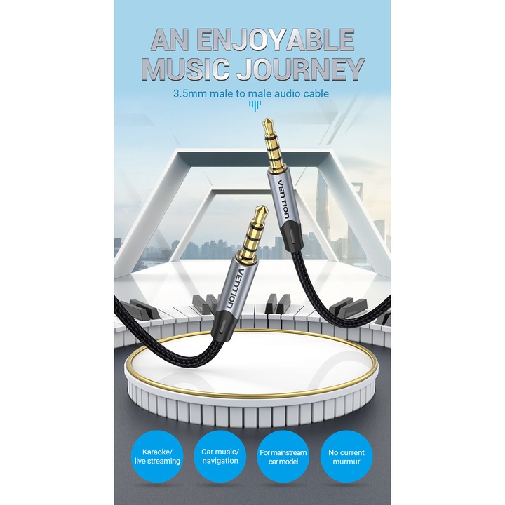 Кабел, Jack 3.5mm, 3 метра, Vention