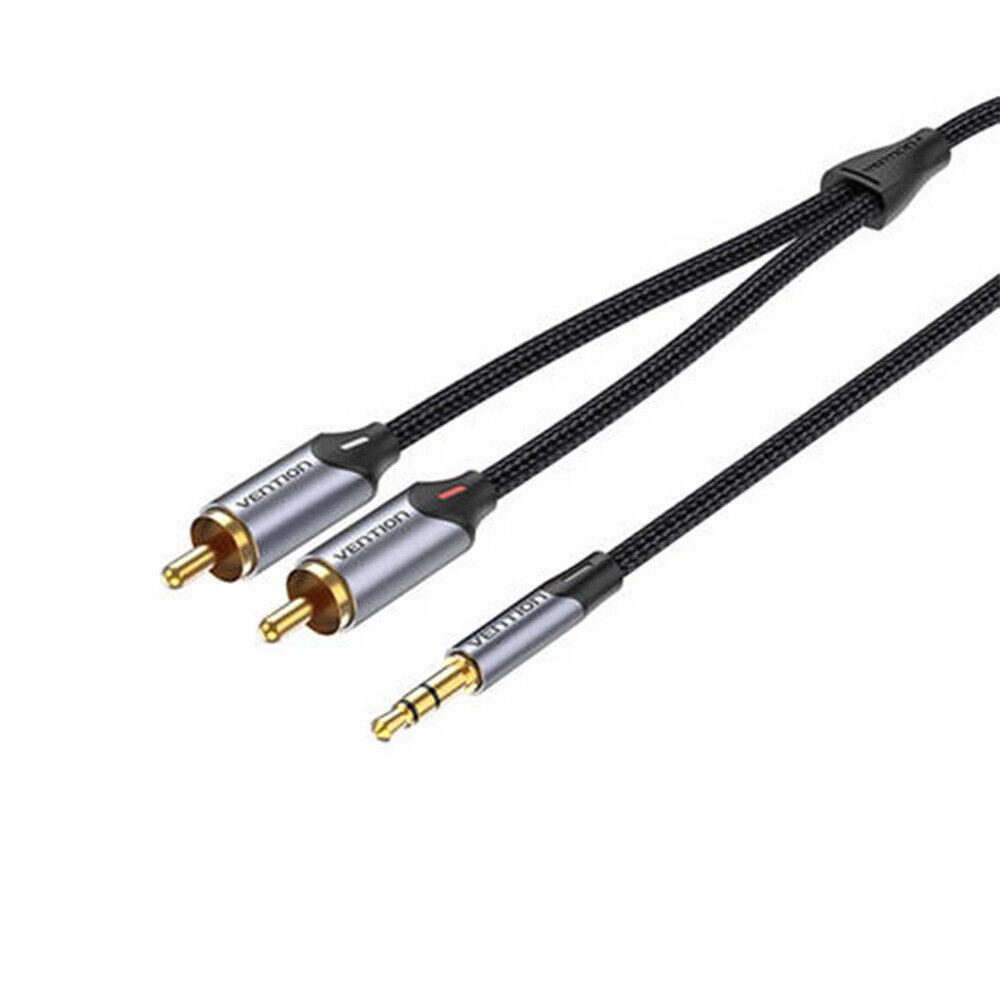 Аудио кабел Jack 3.5mm мъжки към 2 x RCA мъжки, 0.5 метра, Vention ...