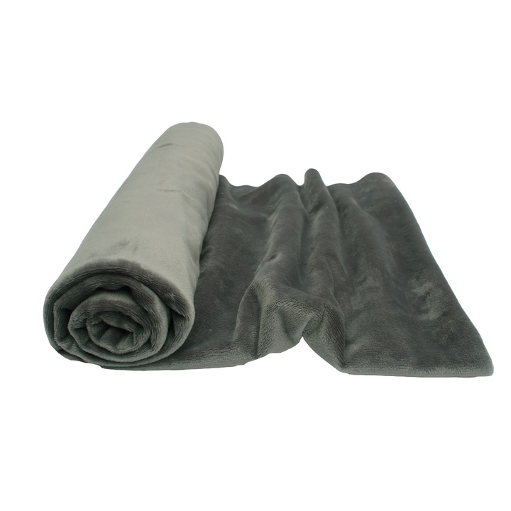 Tricotaje Polare netezi Minky, Culoare Grafit, dimensiune 50 cm x 160 cm