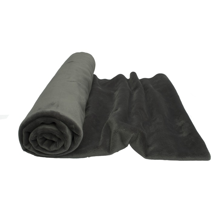 Tricotaje Polare netezi Minky, Culoare Gri inchis, dimensiune 50 cm x 160 cm