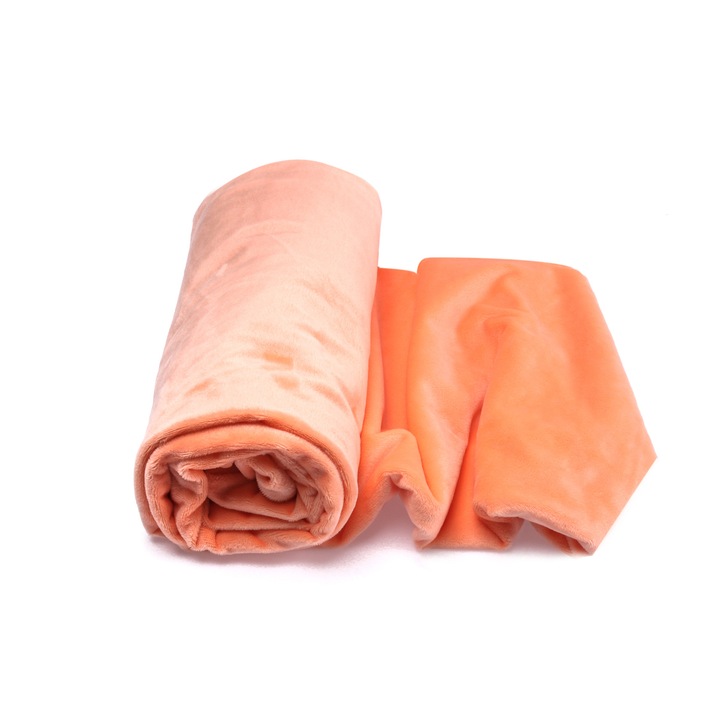 Tricotaje Polare netezi Minky, Culoare Somon, dimensiune 50 cm x 160 cm